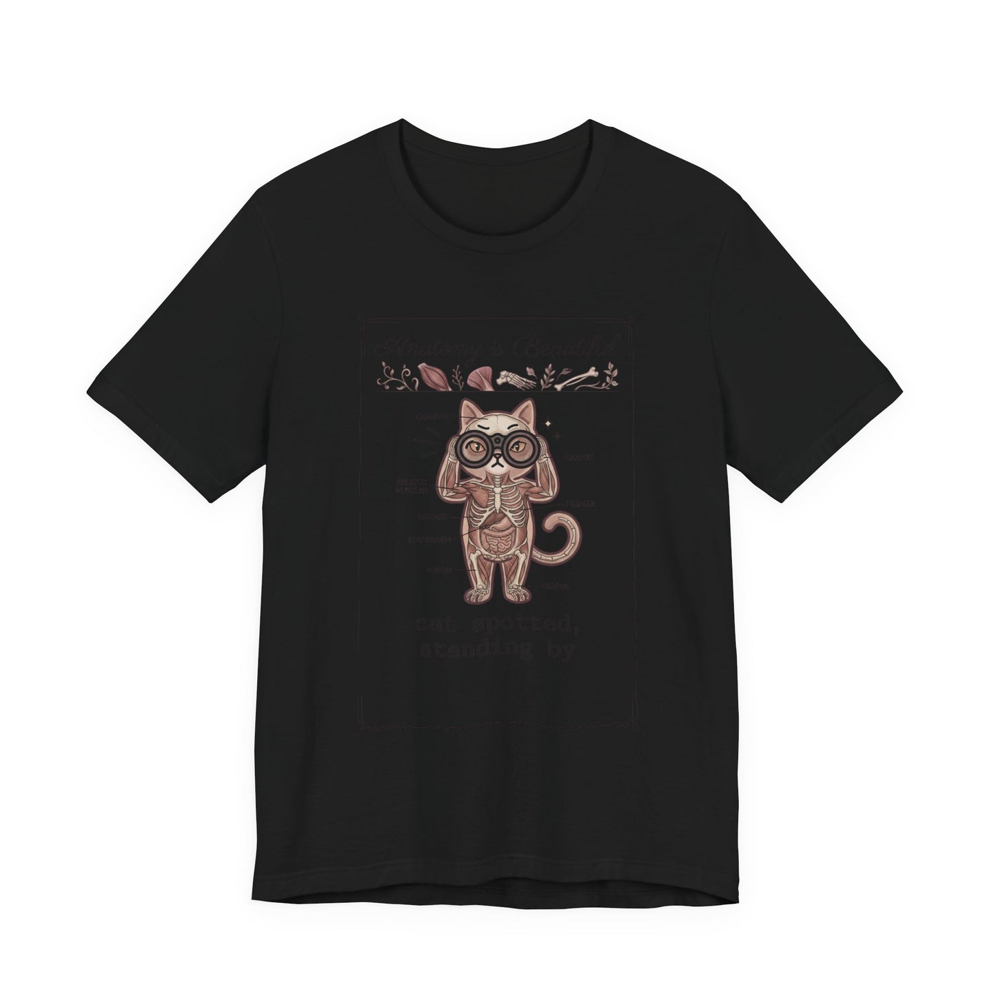 Anatomy Is Beautiful Cat Diagram Tee | Cat-Centric Novelty, Doodle Illustration
