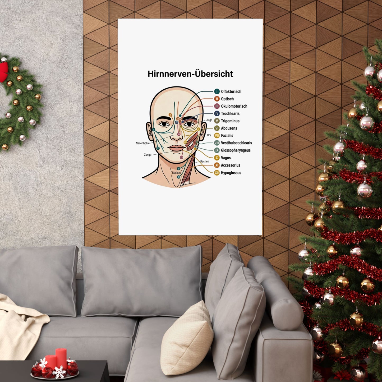 Anatomy Poster — Hirnnerven-Übersicht Matte Vertical Poster