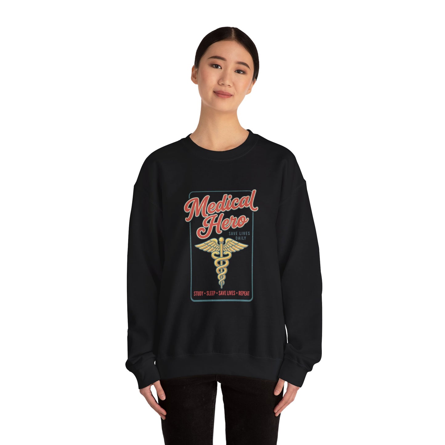 Medical Hero Caduceus Sweatshirt | Vintage Retro Medical Graphic