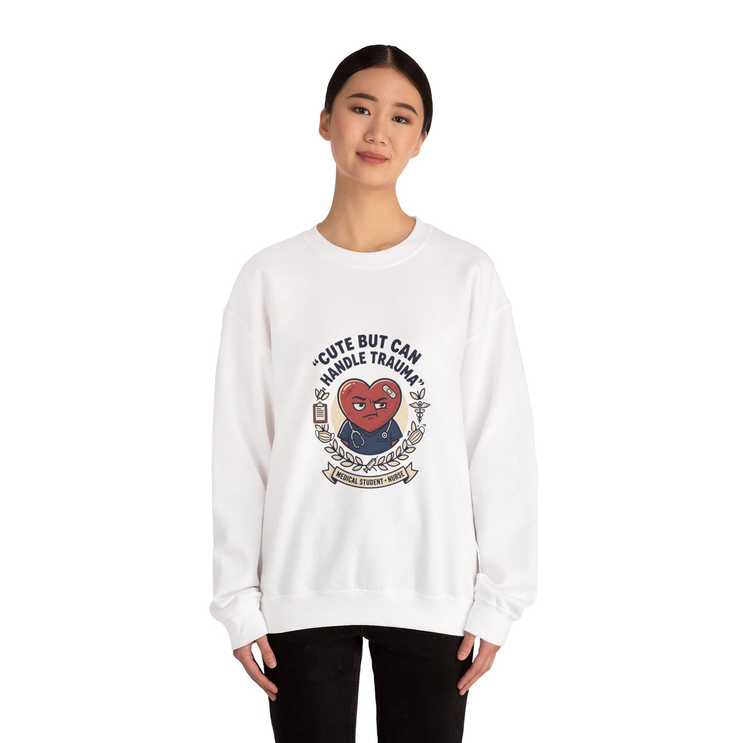 Cute But Can Handle Trauma Sweatshirt | minimal meme, bold text