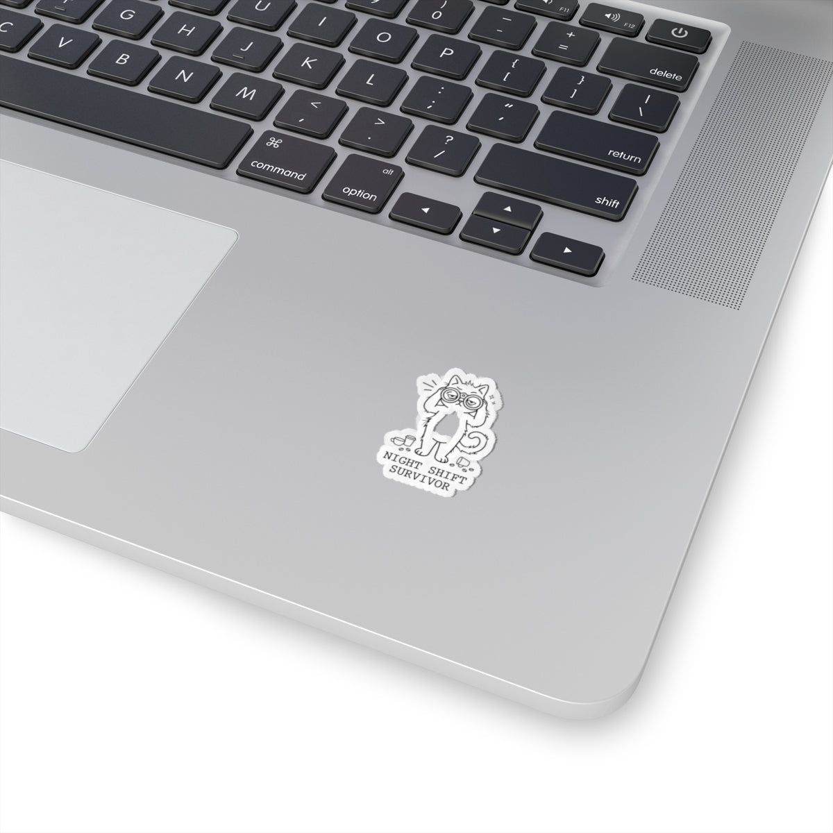 Night Shift Survivor Cat Sticker | Cute Doodle Cat, Whimsical Novelty