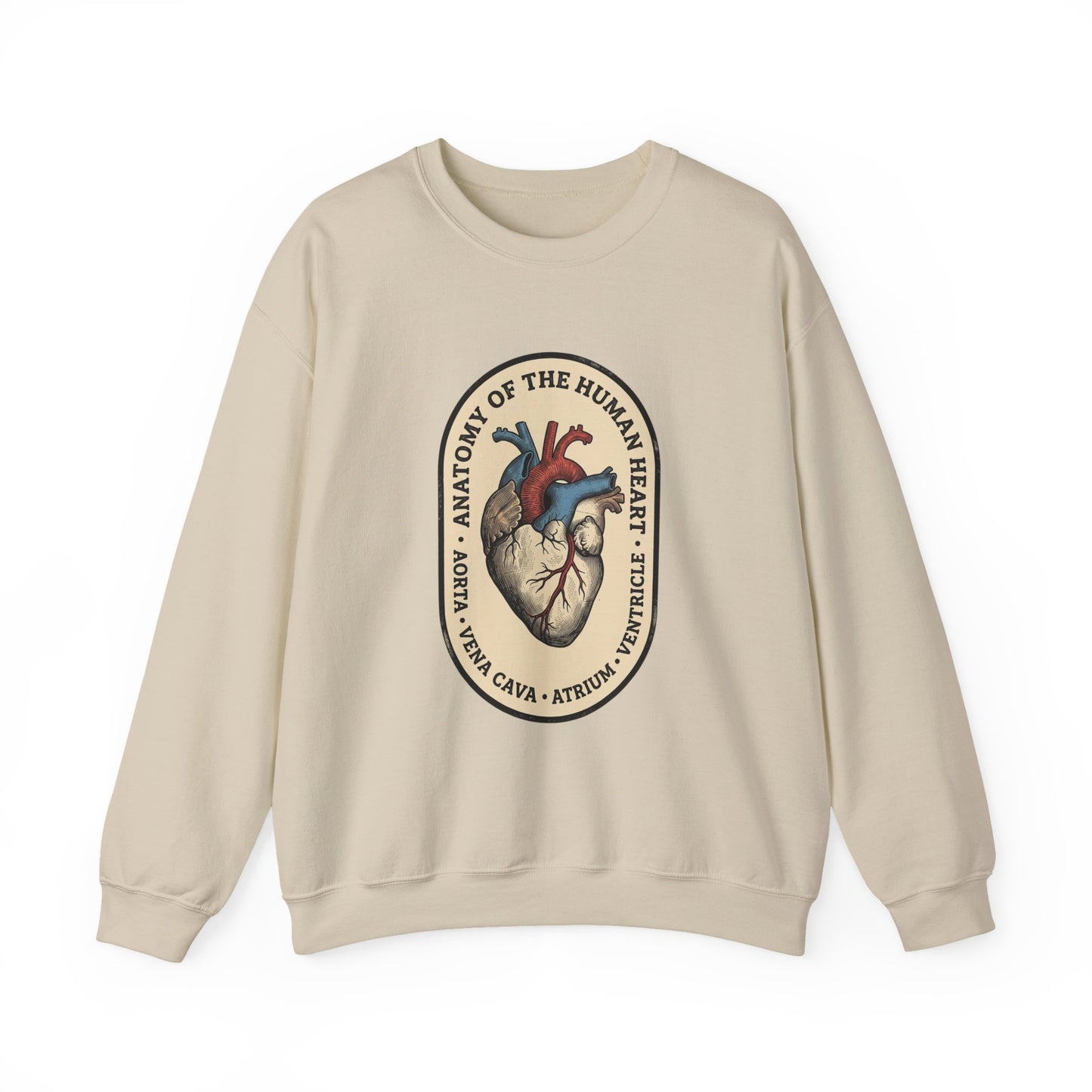 Vintage Anatomical Heart Crewneck, Retro Botanical Medical Illustration | Easy Tiger