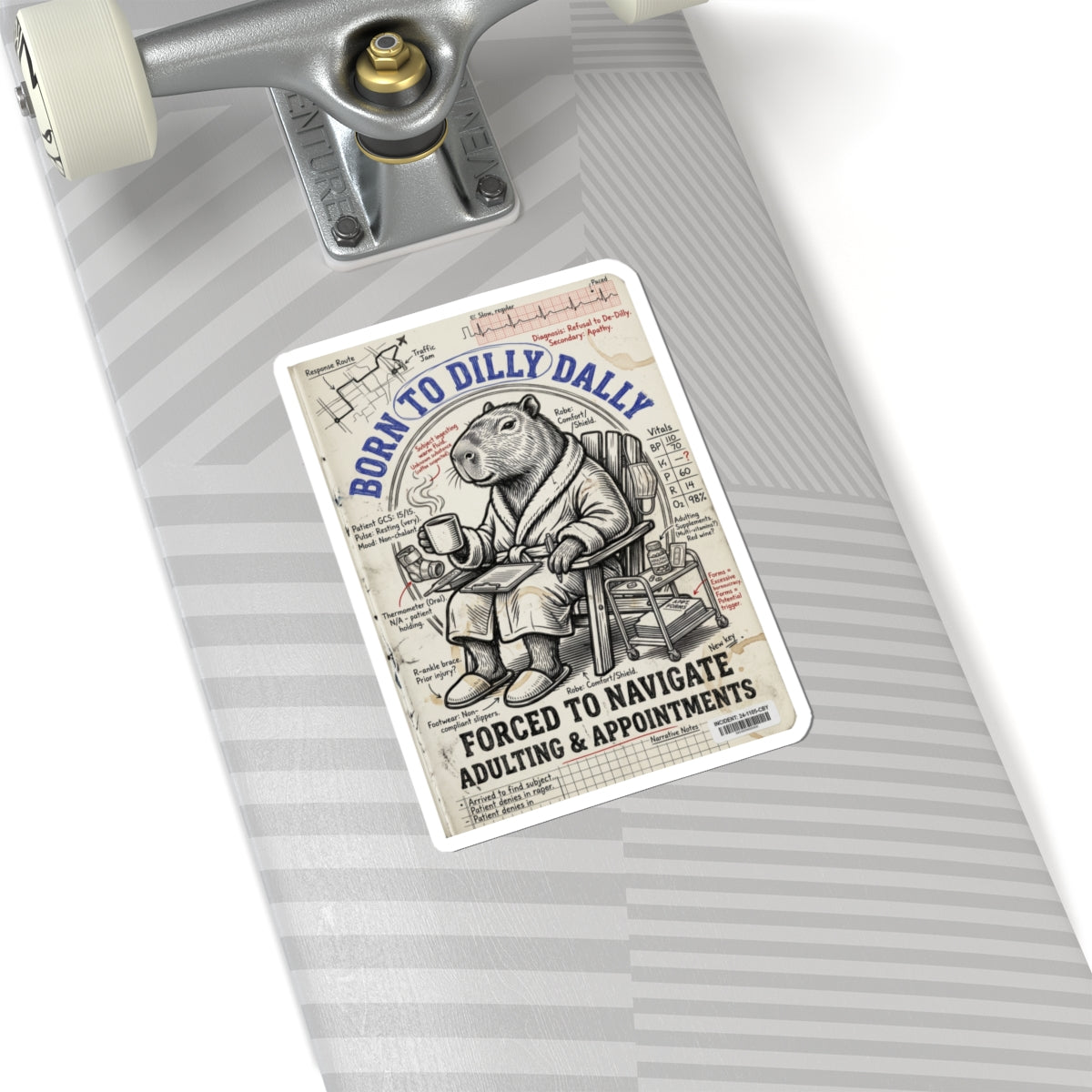 Born to Dilly Dally Sticker | Cute Procrastination Meme, Retro Animal Sticker