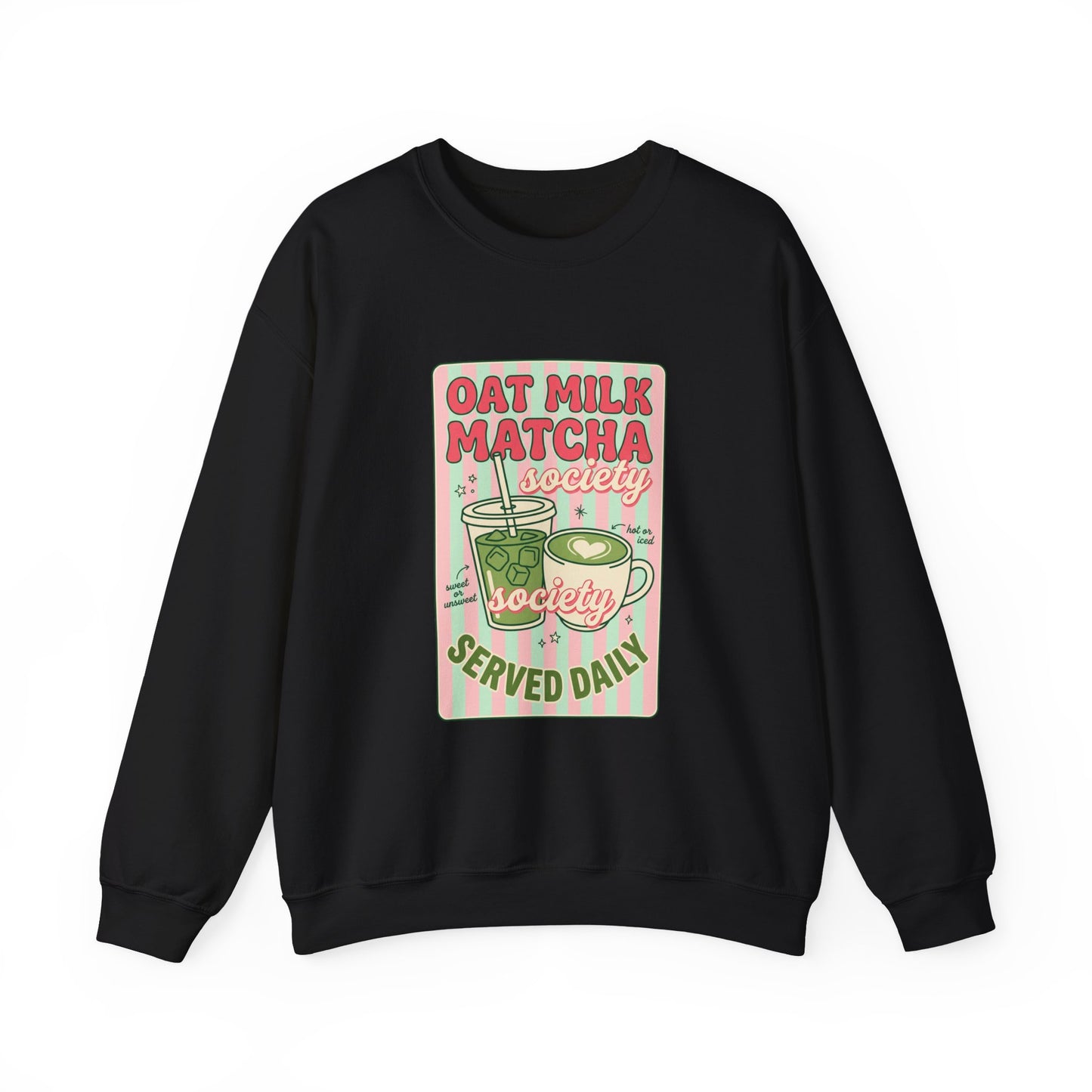 Oat Milk Matcha Society Crewneck Sweatshirt | Matcha Girl Cafe Aesthetic