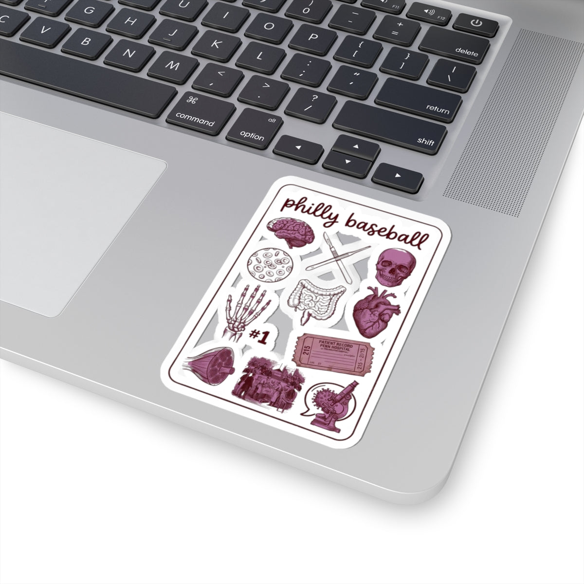 Philly Baseball Skull & Heart Sticker | Kiss-Cut Stickers, City Pride