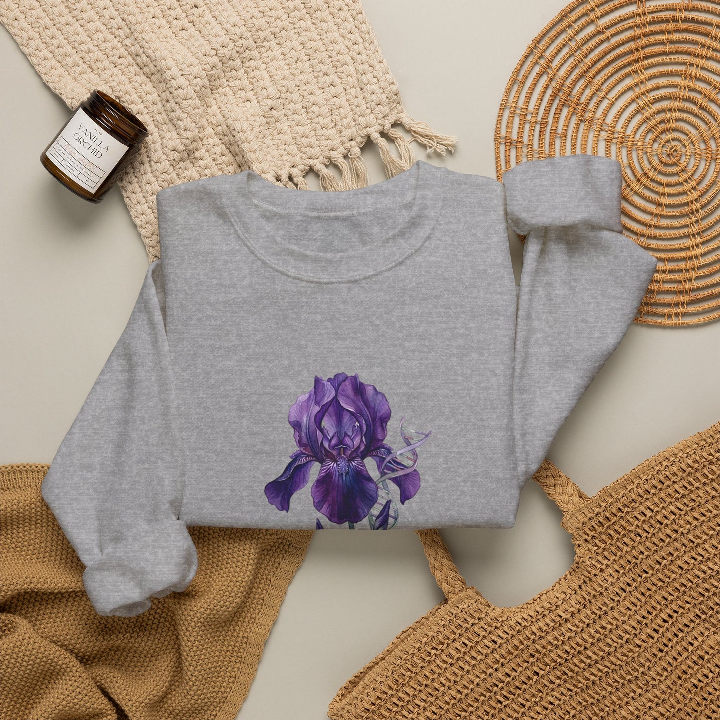 Iris Birth Flower Sweatshirt | Birth Month Botanical, Floral Meaning