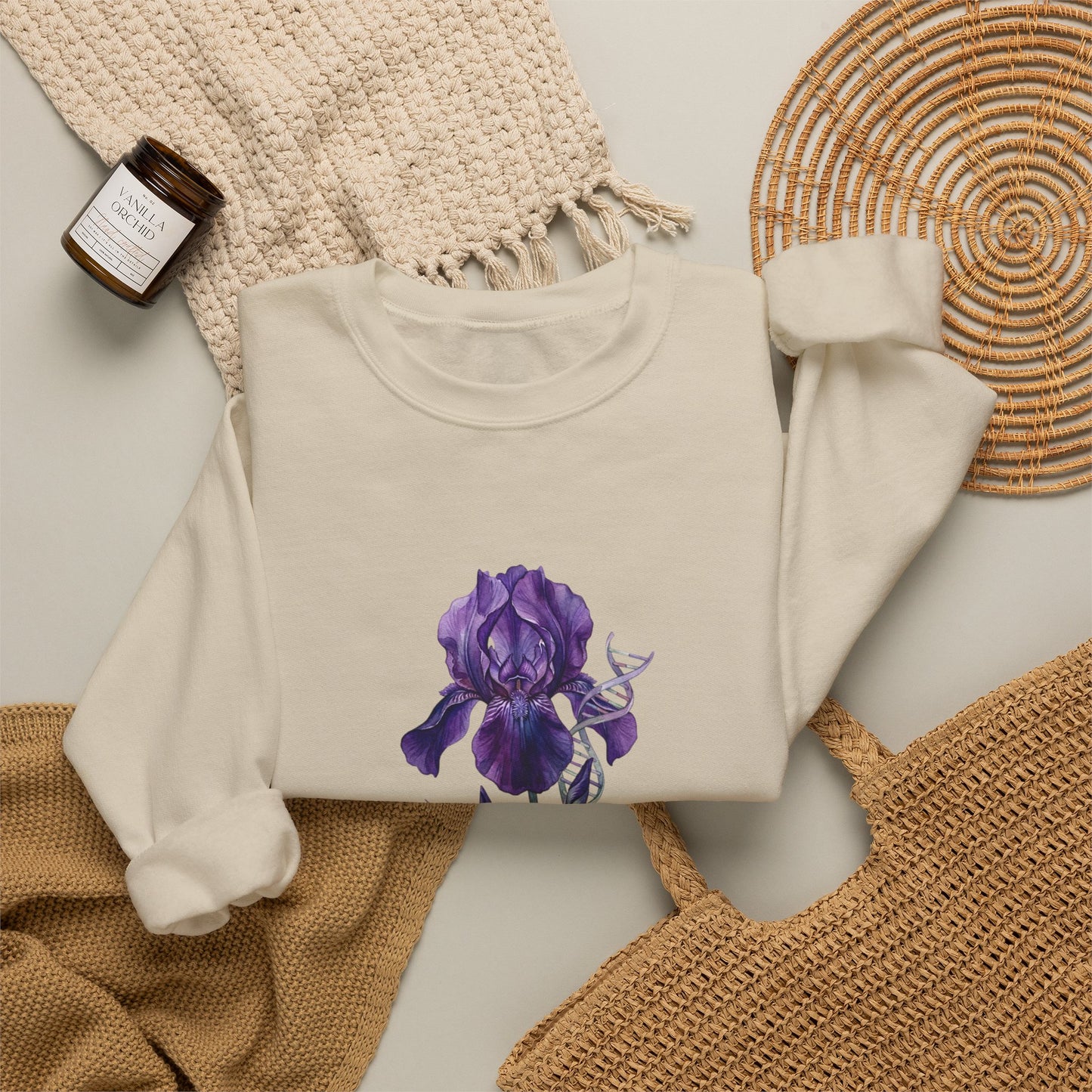 Iris Birth Flower Sweatshirt | Birth Month Botanical, Floral Meaning