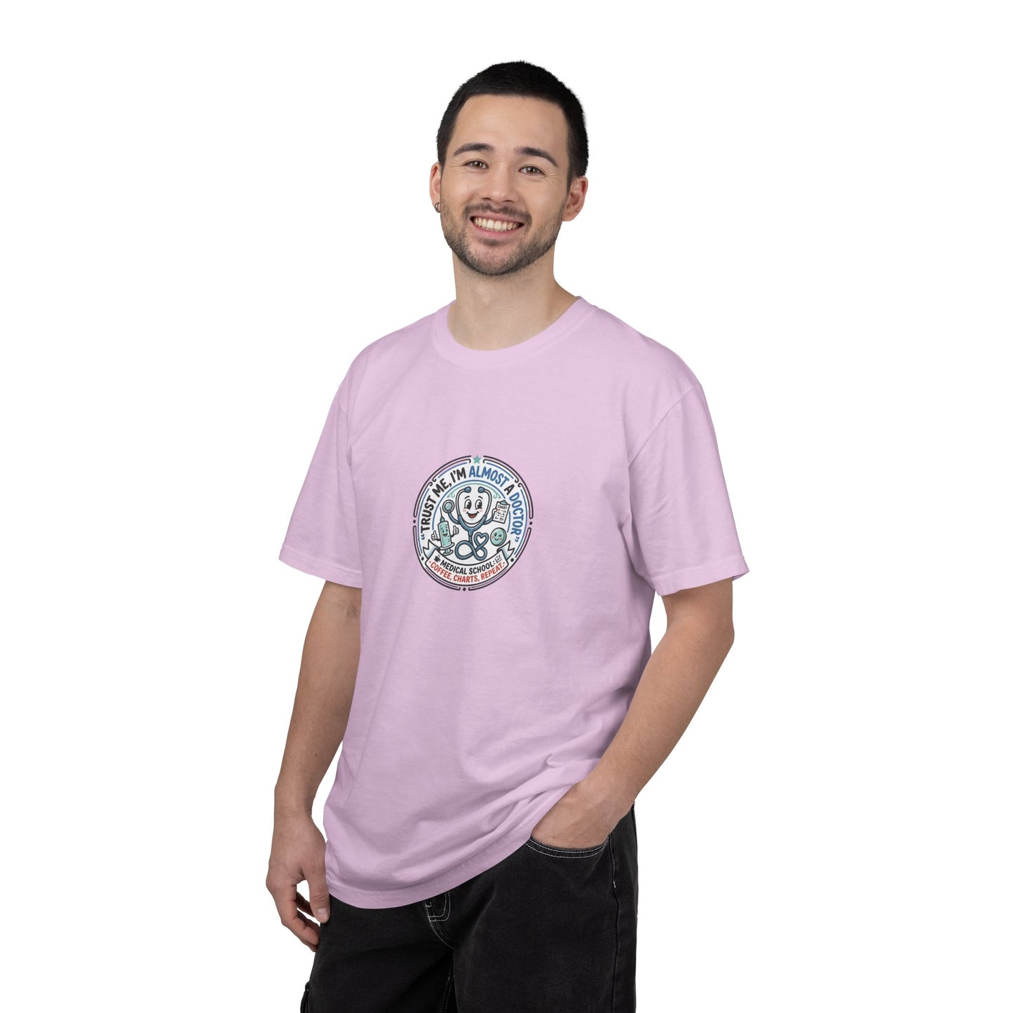 Retro Smiley Surf Badge T-Shirt - 'Sorry I'm Almost There' Graphic