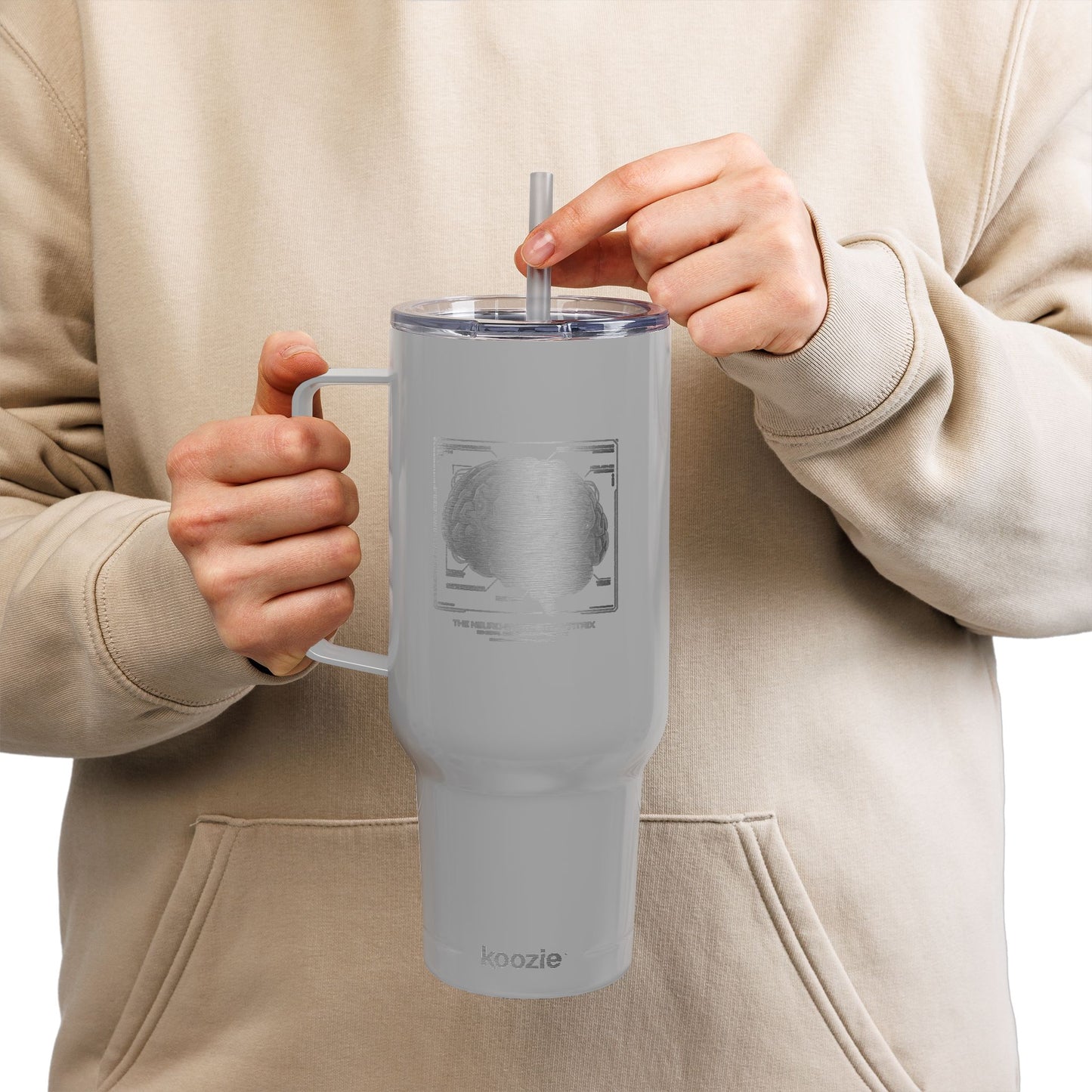 40oz Insulated Tumbler — Neon Circuit Brain Engraved (Sci‑Fi, Science Enthusiast)