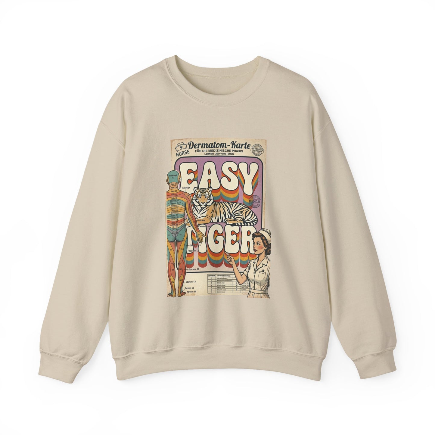 Easy Tiger retro tiger graphic Crewneck, vintage vacation vibe