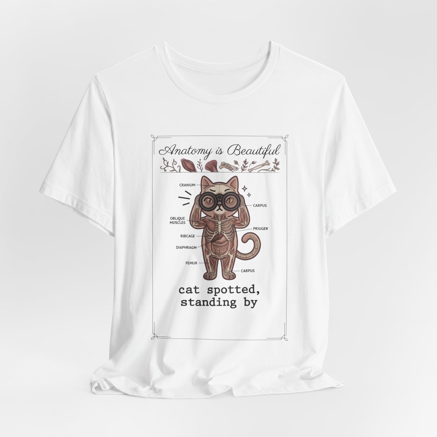 Anatomy Is Beautiful Cat Diagram Tee | Cat-Centric Novelty, Doodle Illustration