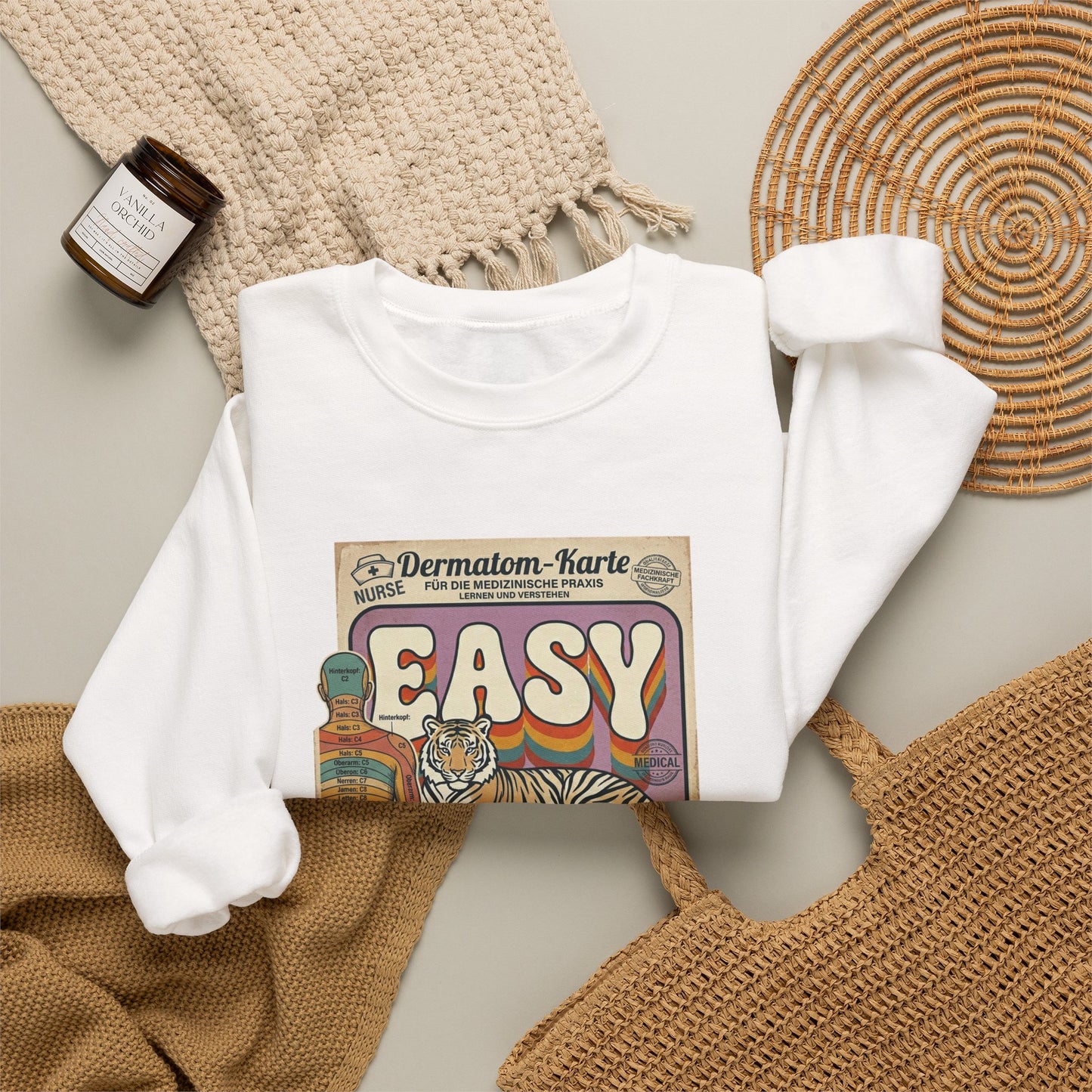 Easy Tiger retro tiger graphic Crewneck, vintage vacation vibe
