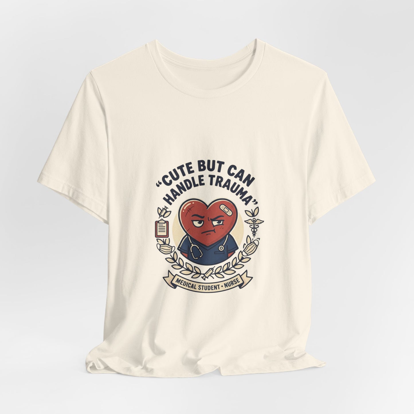 Cute But Can Handle Trauma Tee | minimal meme, deadpan black-on-white