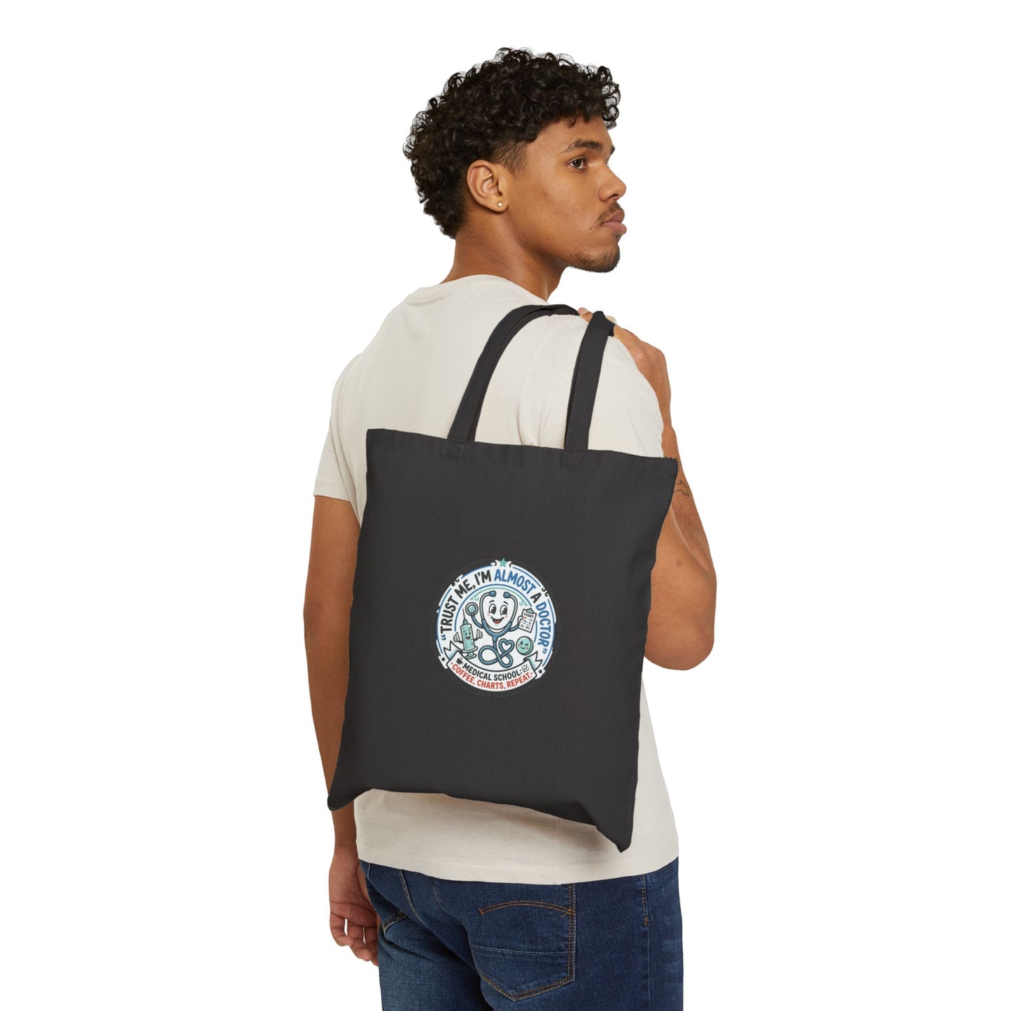Medical joke for medicine students and nurses Vintage Happy Flower Tote Bag – "I’m Almost Famous" Canvas Grocery Tote