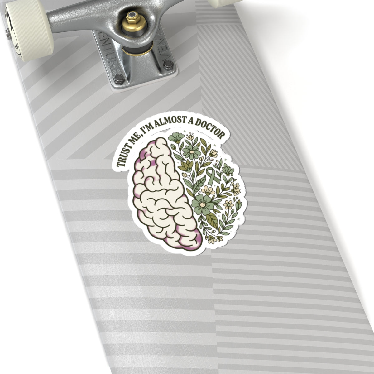 Brain & Floral Ribbon Sticker | Mental Health Awareness, Green Ribbon
