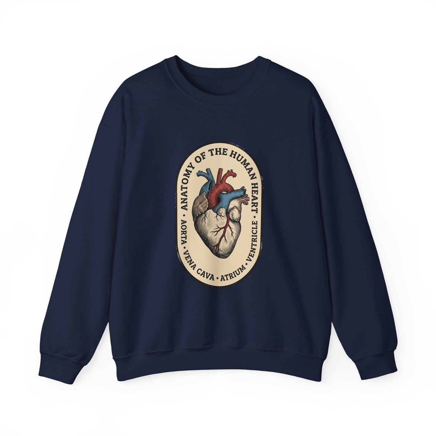 Vintage Anatomical Heart Crewneck, Retro Botanical Medical Illustration | Easy Tiger