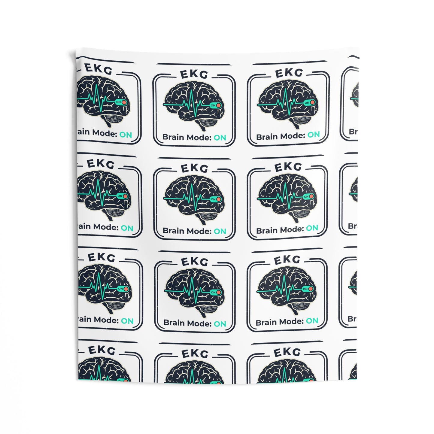 Brain Mode On Tapestry – EKG Brain Pattern Wall Hanging