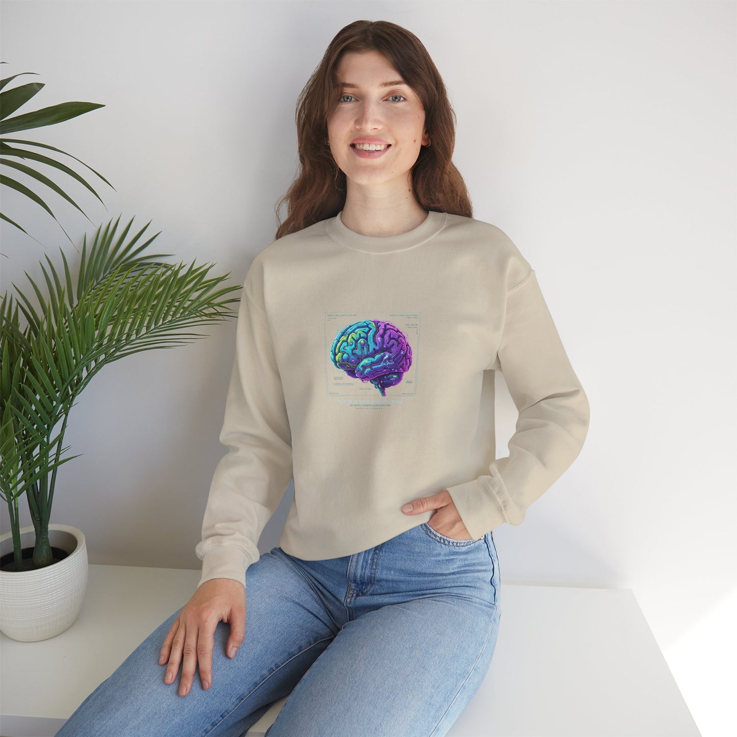Neon Circuit Brain Sweatshirt — Futuristic Sci‑Fi Poster Design for Science Enthusiasts