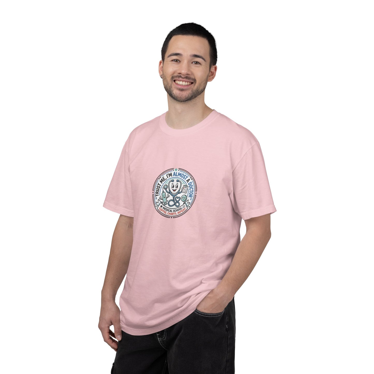 Retro Smiley Surf Badge T-Shirt - 'Sorry I'm Almost There' Graphic