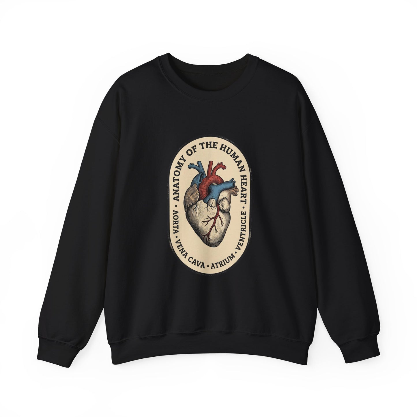 Vintage Anatomical Heart Crewneck, Retro Botanical Medical Illustration | Easy Tiger