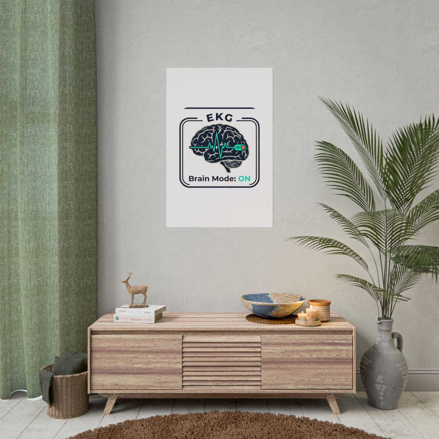 Rolled Poster — "EKG Brain Mode: ON" Graphic Art Print