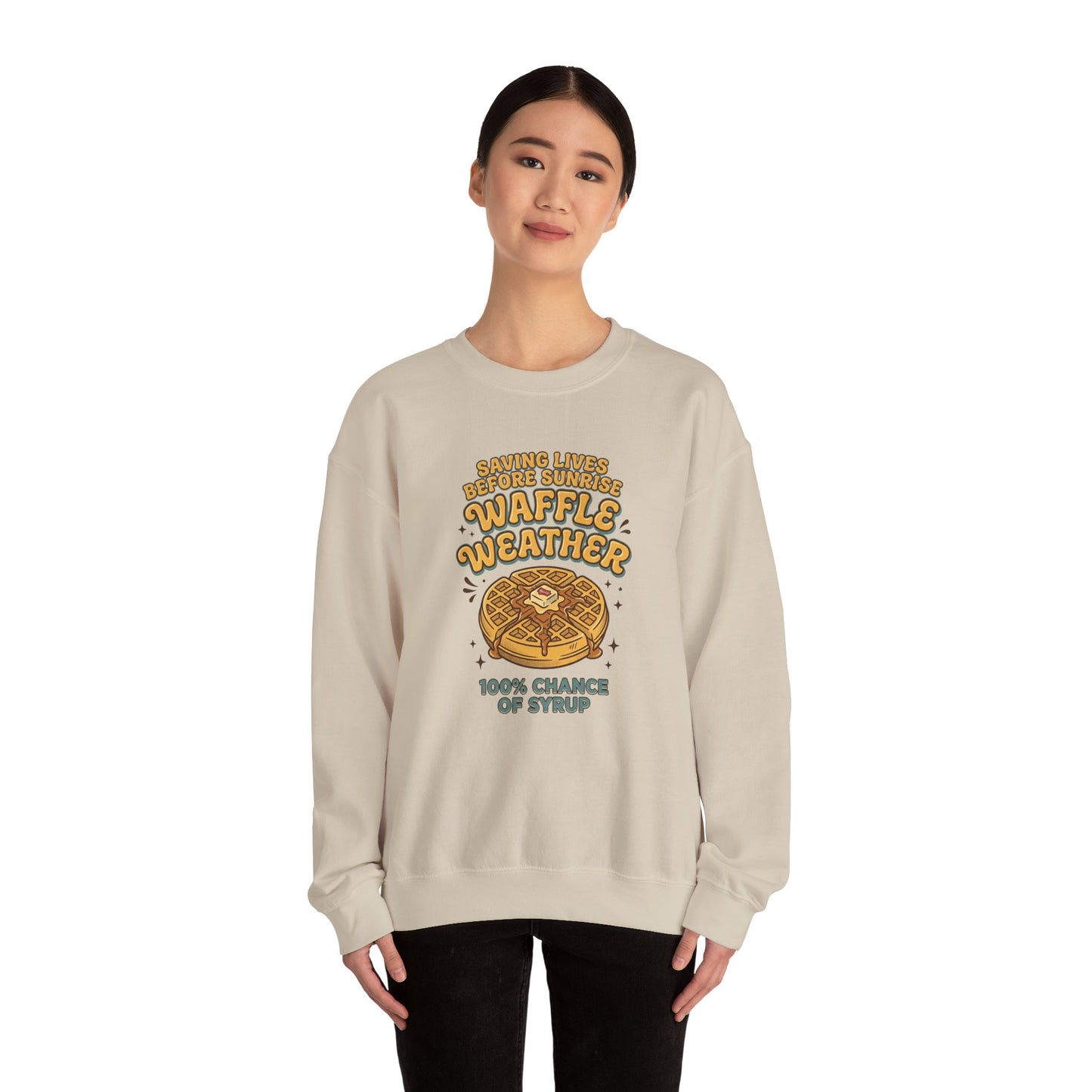 Waffle Weather Crewneck | Vintage Food Graphics, Retro Diner Breakfast