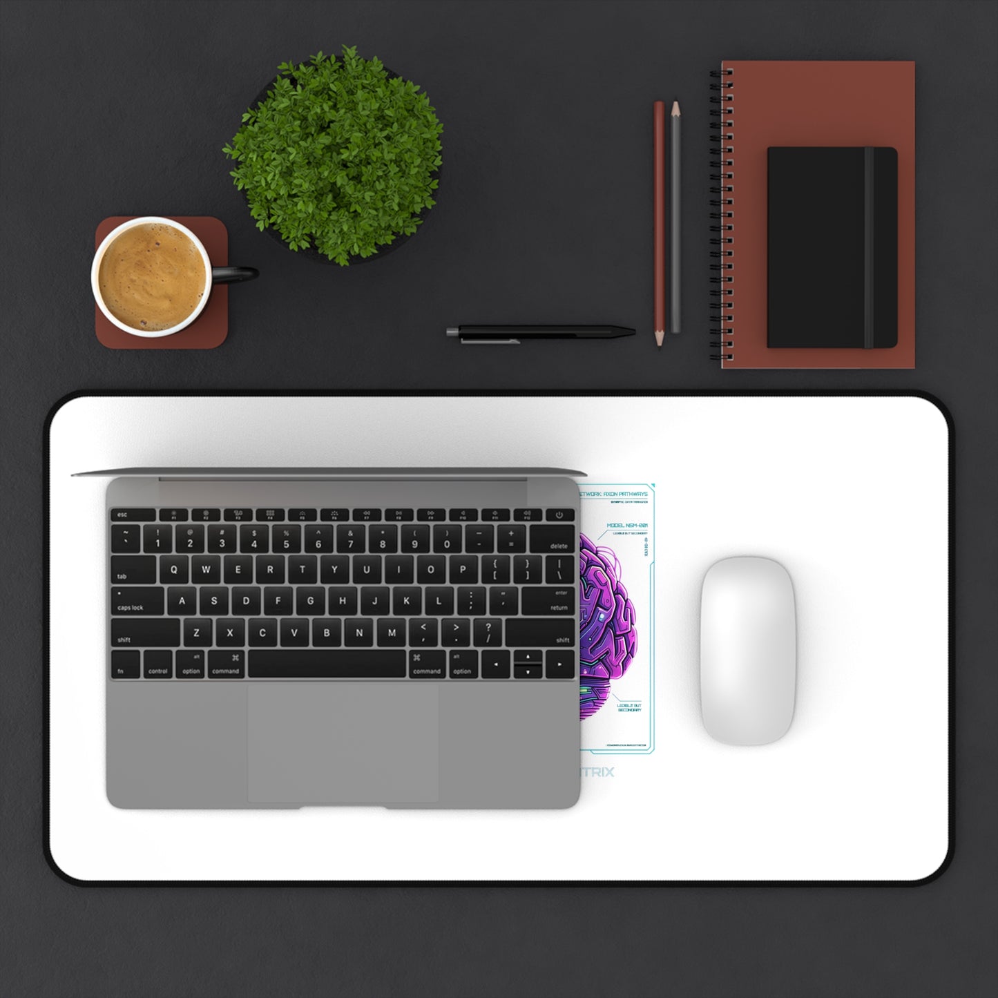Neon Circuit Brain Desk Mat — Futuristic Sci‑Fi Gaming/Workstation Mat for Science Enthusiasts