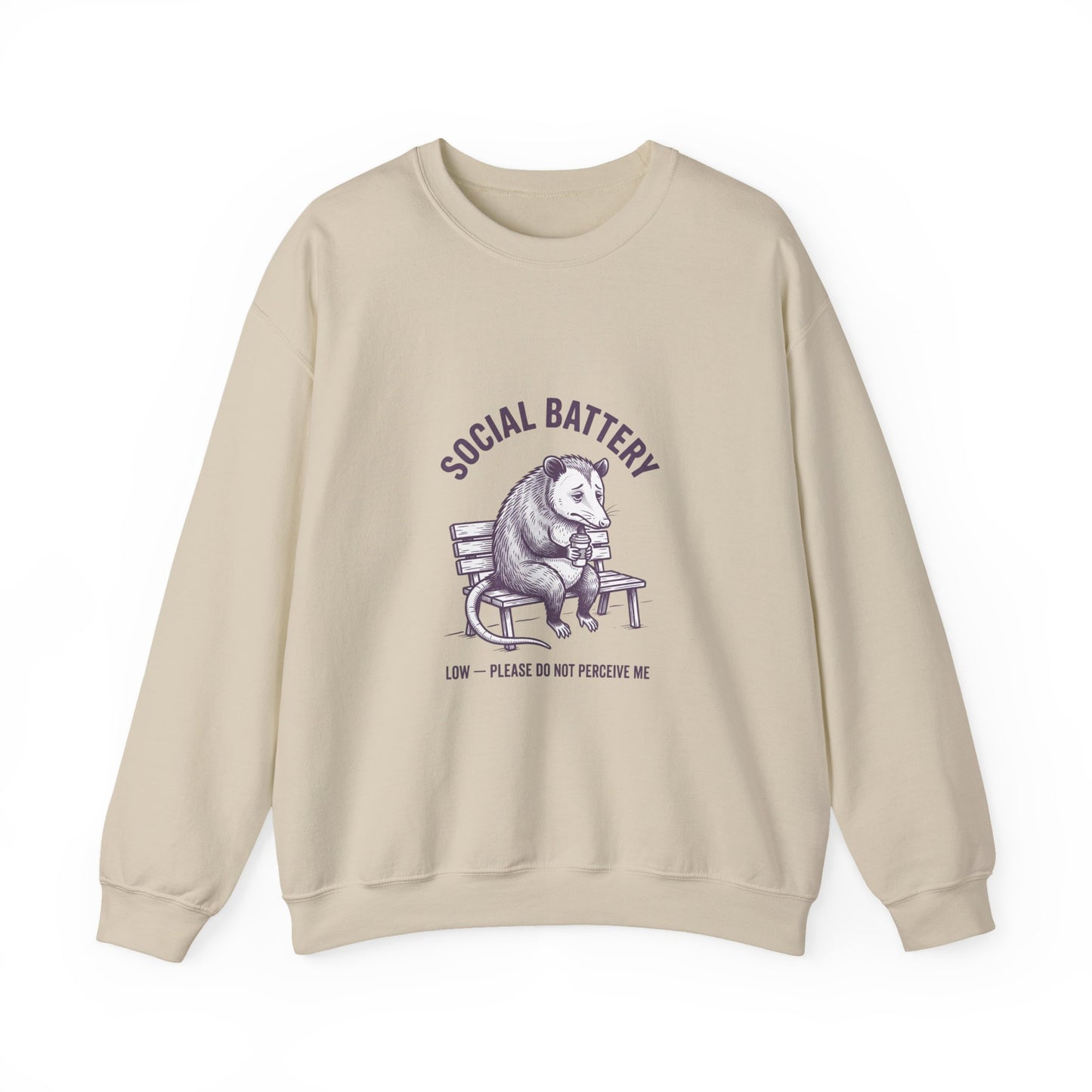 Social Battery Graphic Sweatshirt | Anxious Animal Humor, Introvert Crewneck