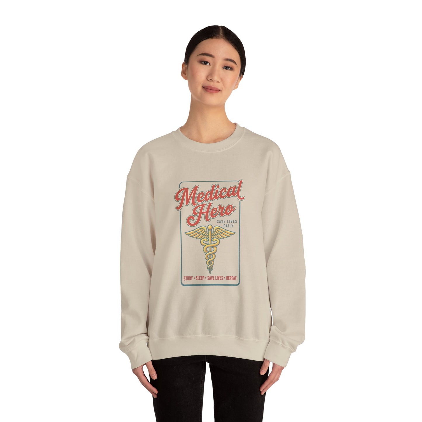 Medical Hero Caduceus Sweatshirt | Vintage Retro Medical Graphic