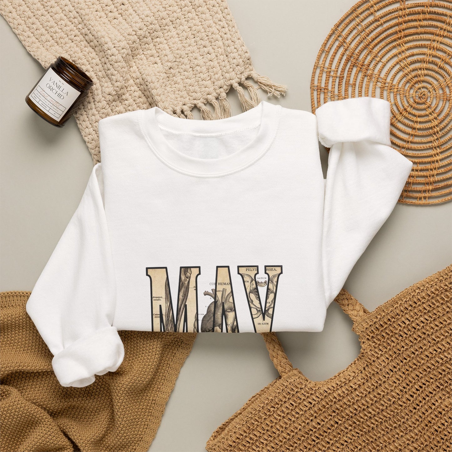 May Birth Flower Sweatshirt | Botanical Birth Month Floral Typography