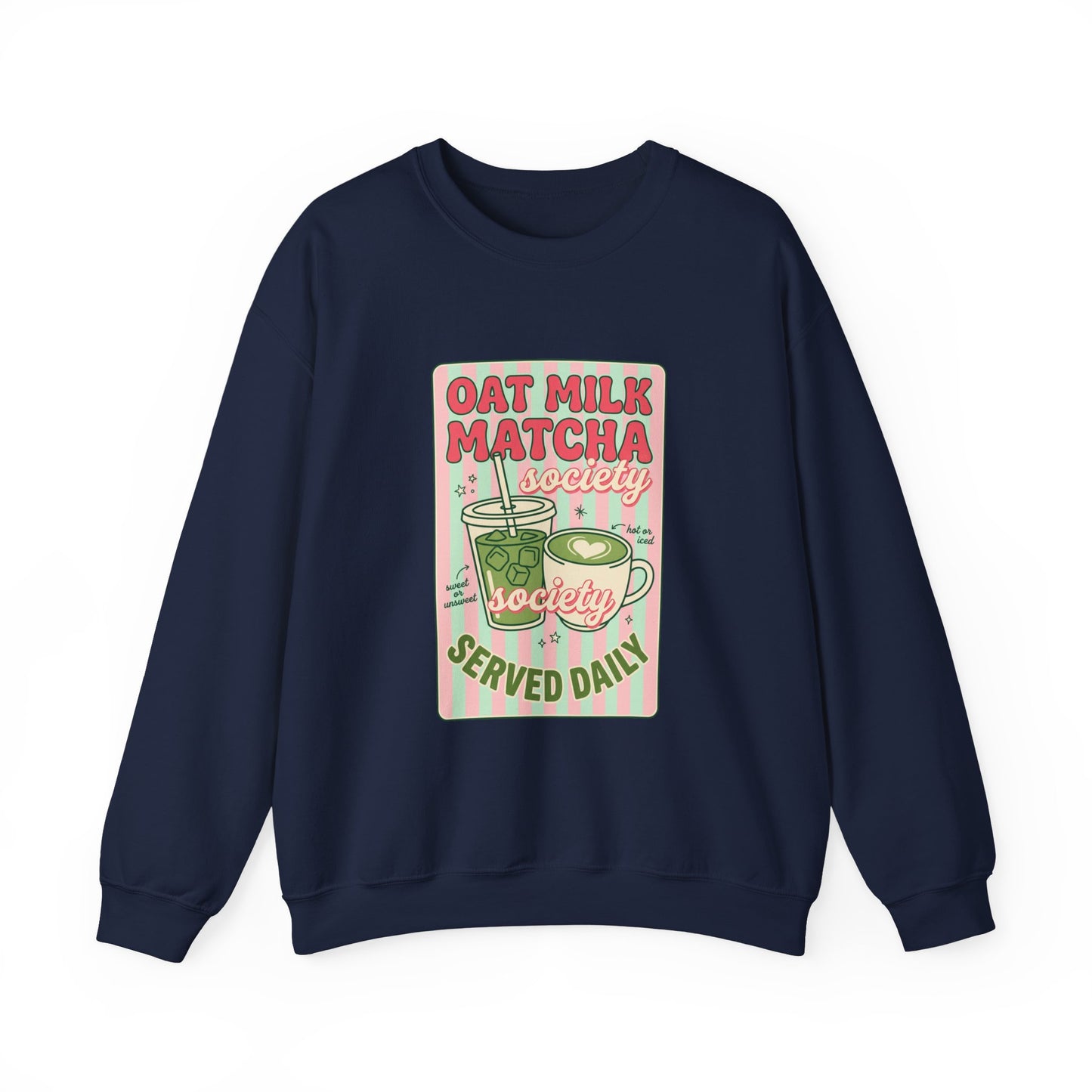 Oat Milk Matcha Society Crewneck Sweatshirt | Matcha Girl Cafe Aesthetic