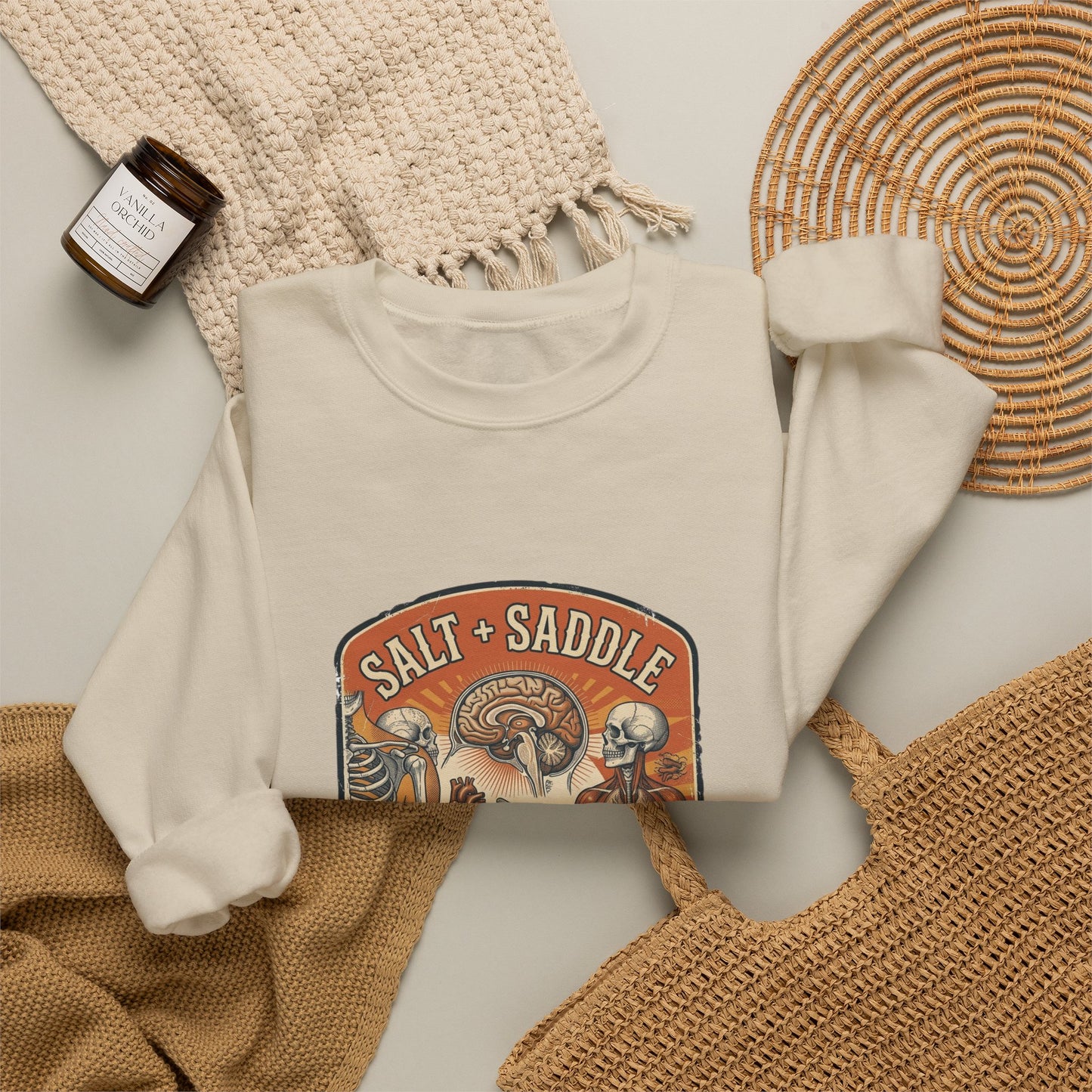 Salt & Saddle Retro Western Crewneck Sweatshirt | Coastal Cowgirl Country Aesthetic