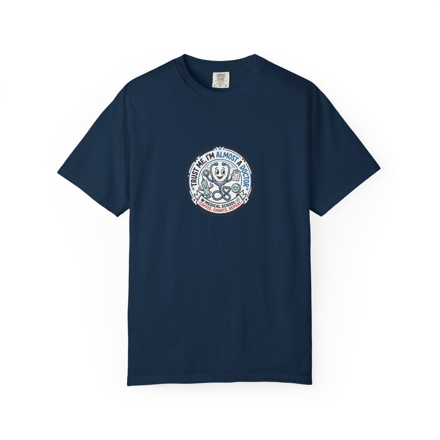 Retro Smiley Surf Badge T-Shirt - 'Sorry I'm Almost There' Graphic