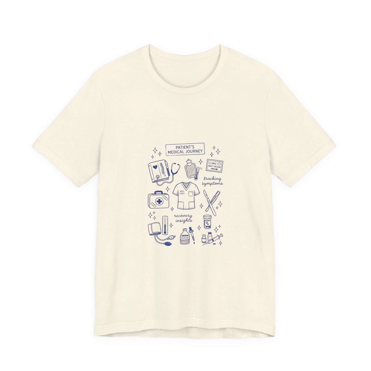 Hockey Romance Doodle Tee | hockey sticks skates hearts, bookish crest T-Shirt