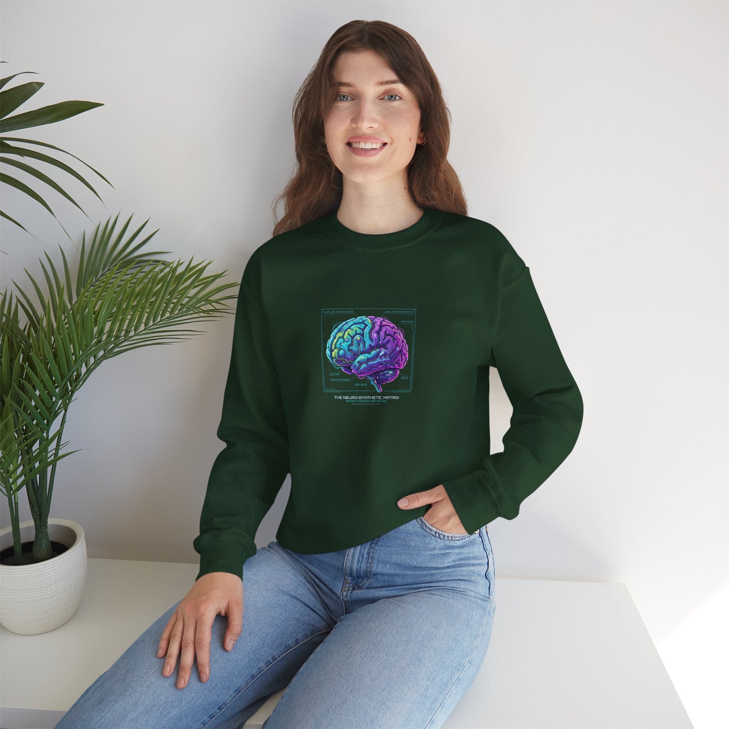 Neon Circuit Brain Sweatshirt — Futuristic Sci‑Fi Poster Design for Science Enthusiasts
