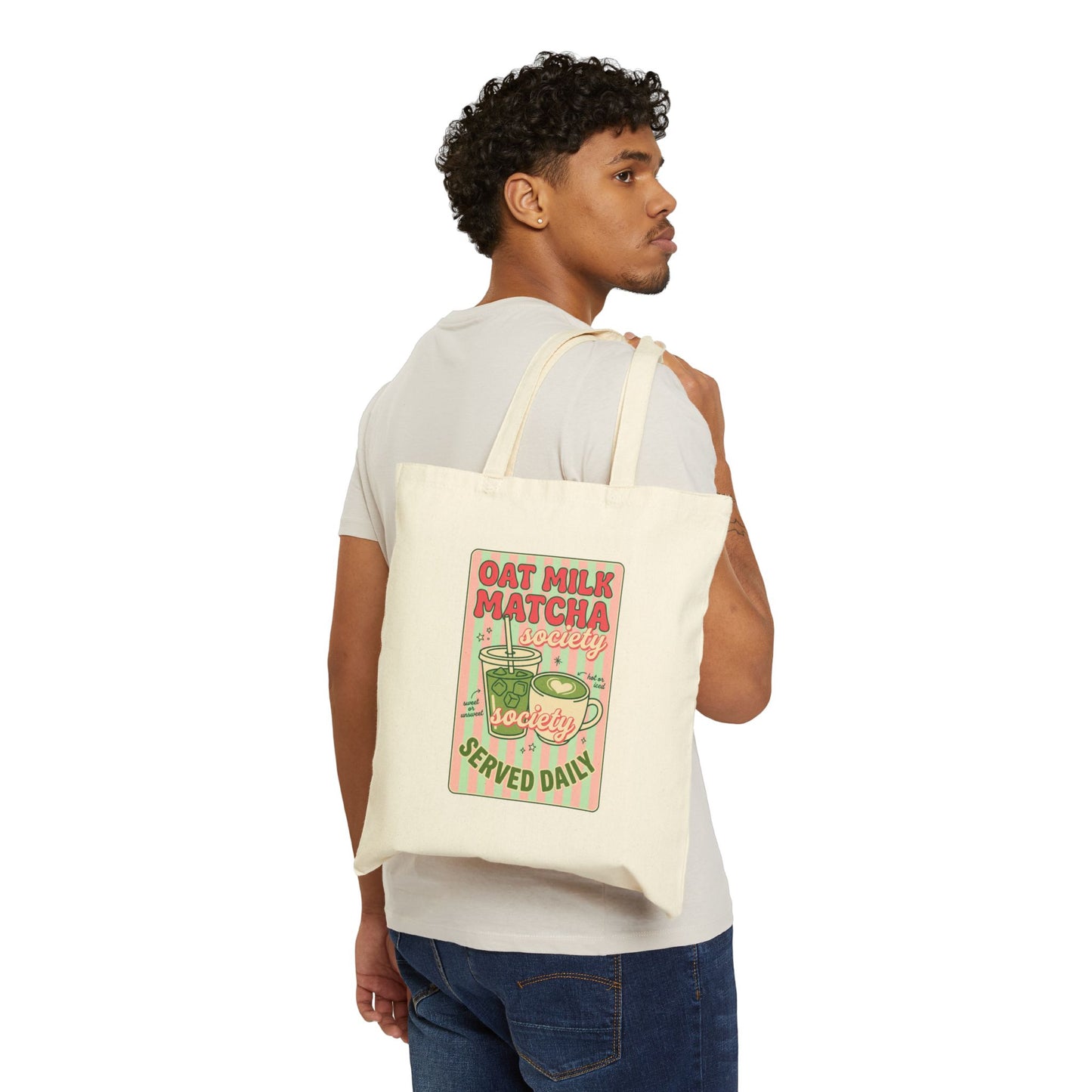 Matcha Club Graphic Tote | Cotton Canvas Tote, Cafe Aesthetic