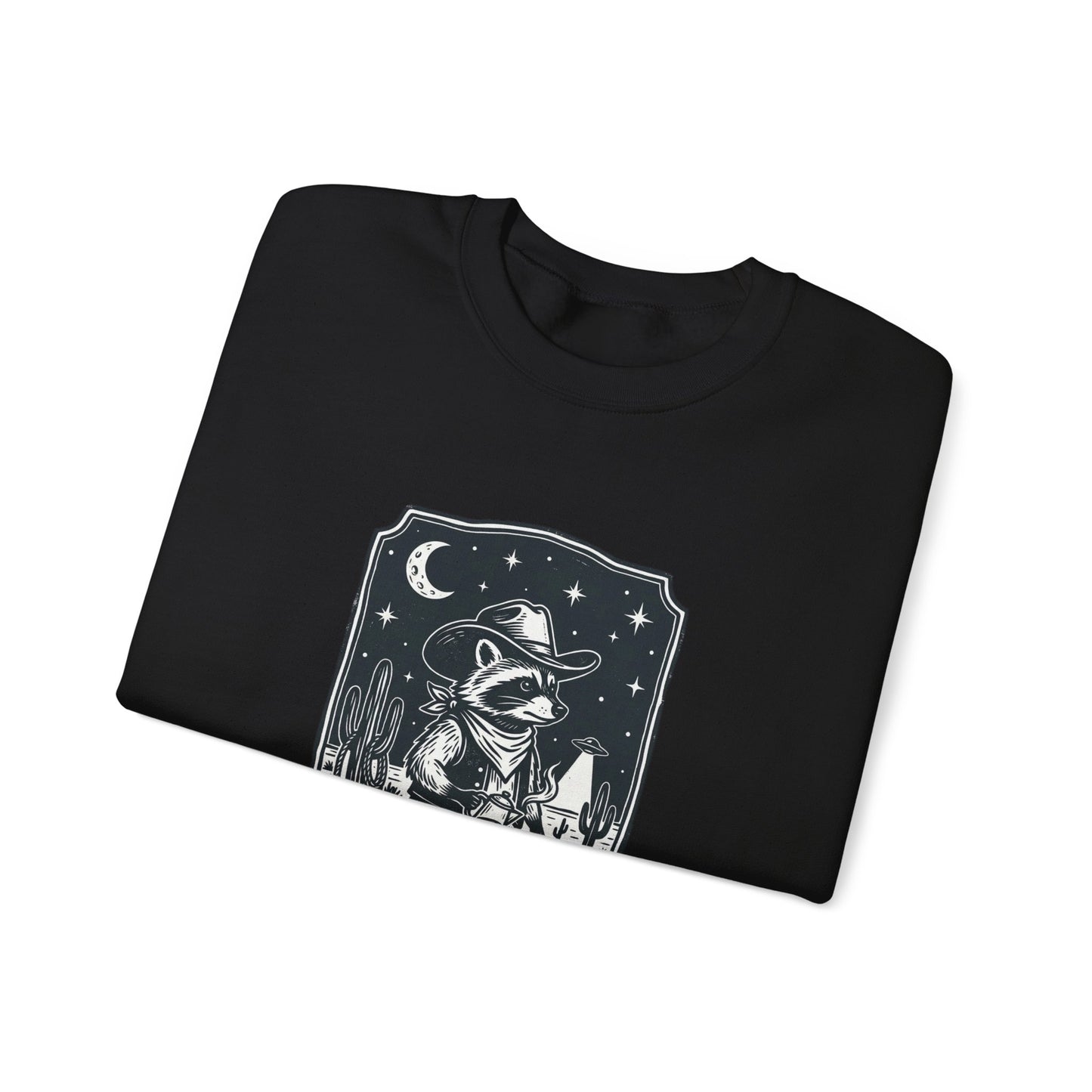 Alien Cowboy Crewneck Sweatshirt | Retro UFO Desert Graphic, Vintage Western Sci‑Fi