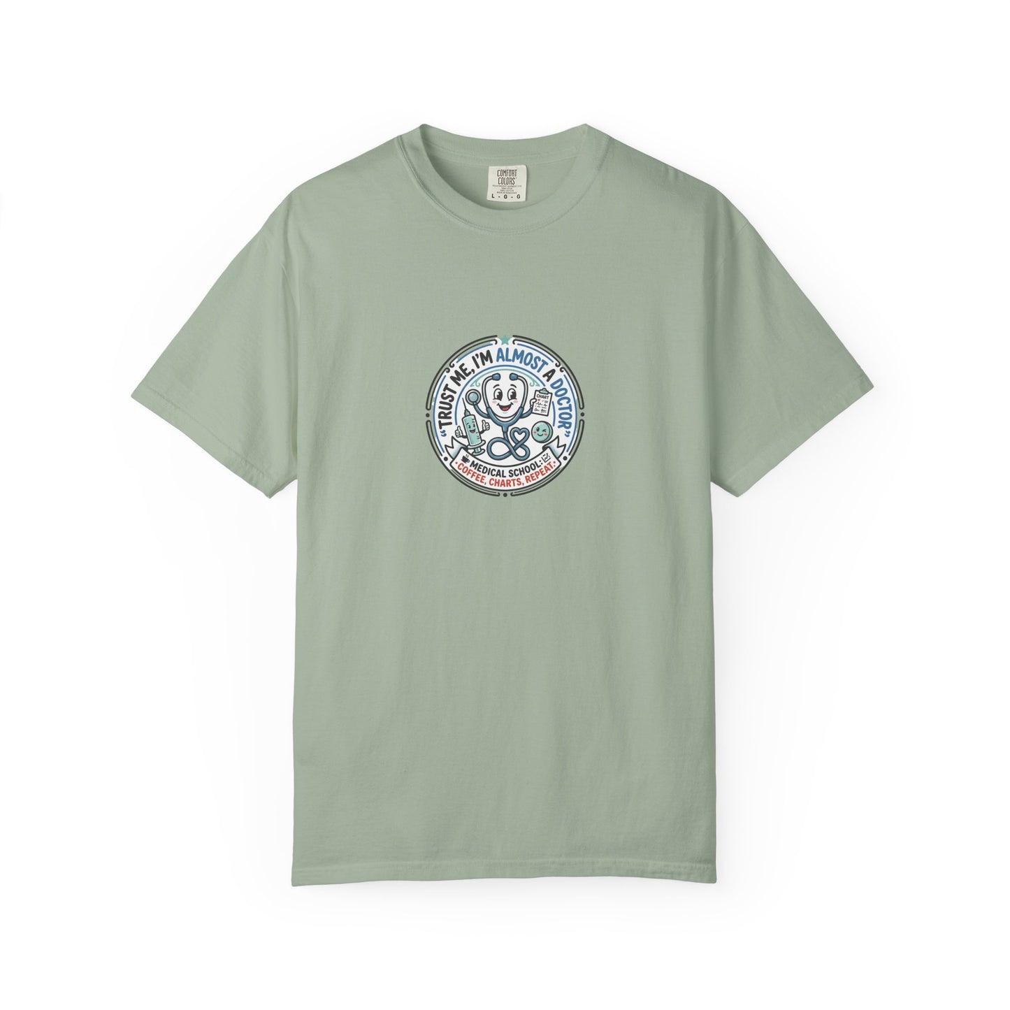 Retro Smiley Surf Badge T-Shirt - 'Sorry I'm Almost There' Graphic