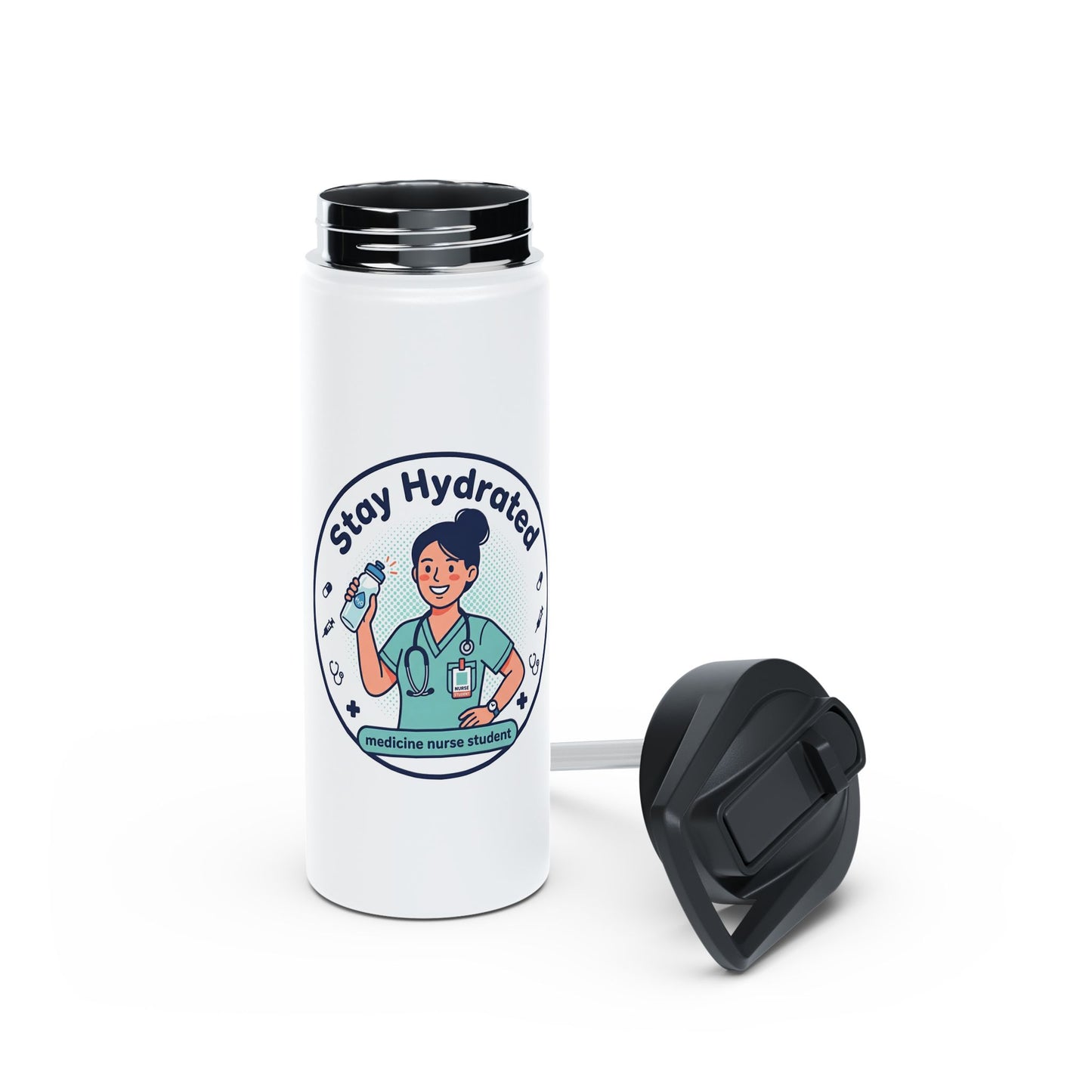 Stay Hydrated Nurse Stainless Steel Water Bottle — Medical Student & Healthcare Professional Bottle