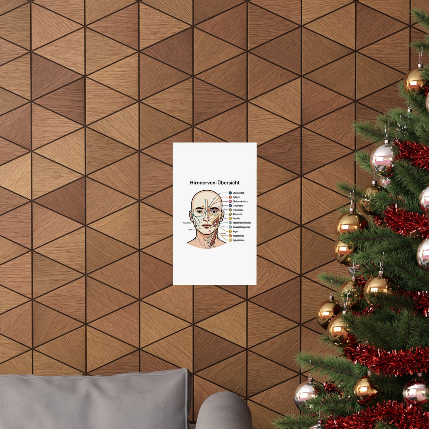 Anatomy Poster — Hirnnerven-Übersicht Matte Vertical Poster