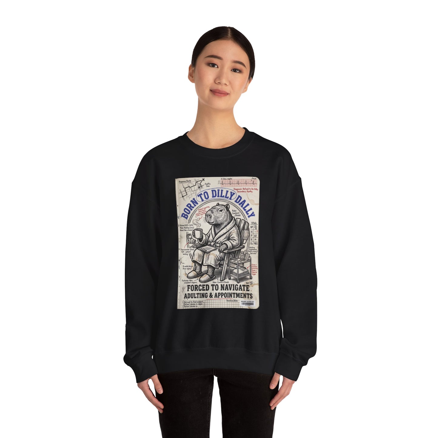 Born to Dilly Dally Sweatshirt | procrastination humor, retro cartoon