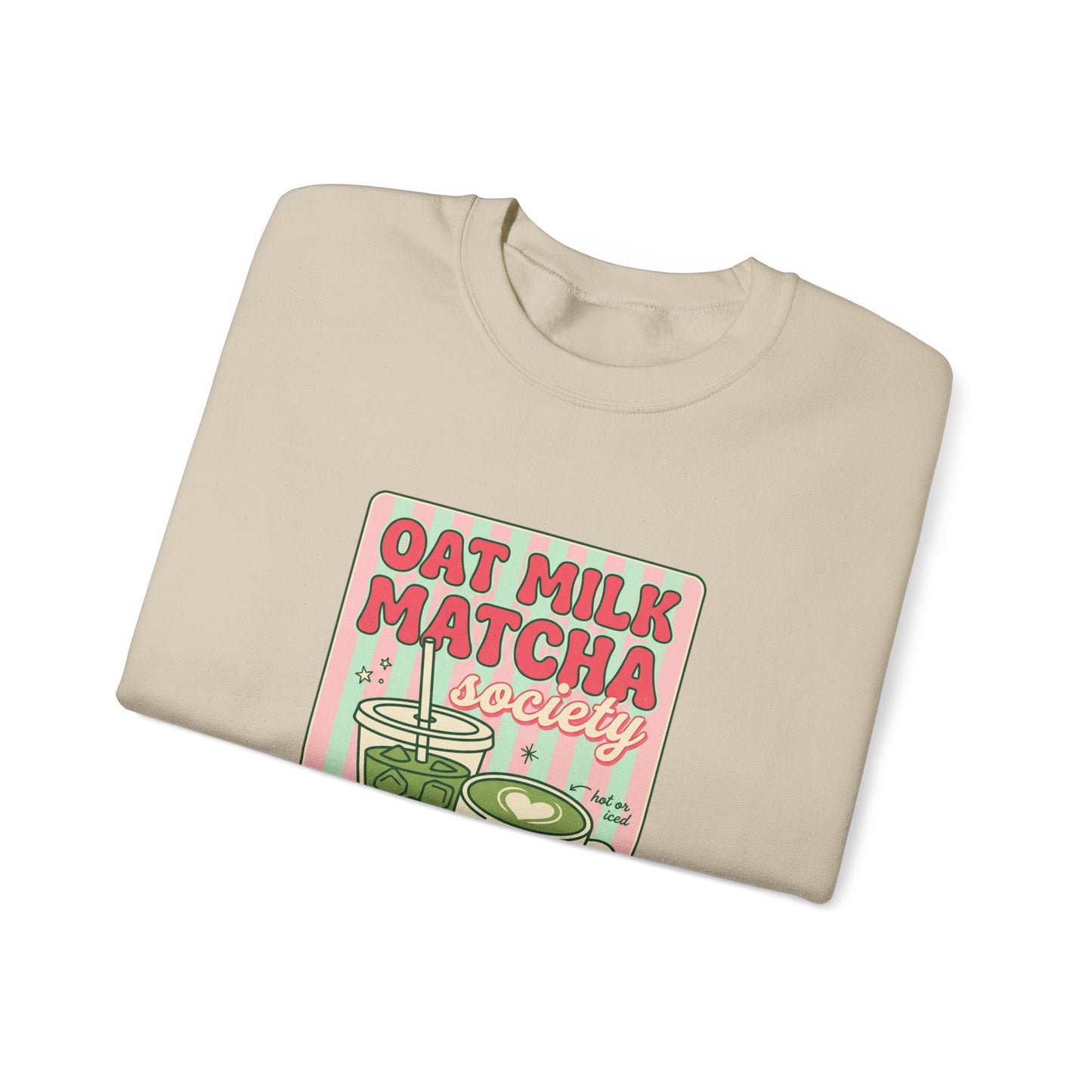 Oat Milk Matcha Society Crewneck Sweatshirt | Matcha Girl Cafe Aesthetic