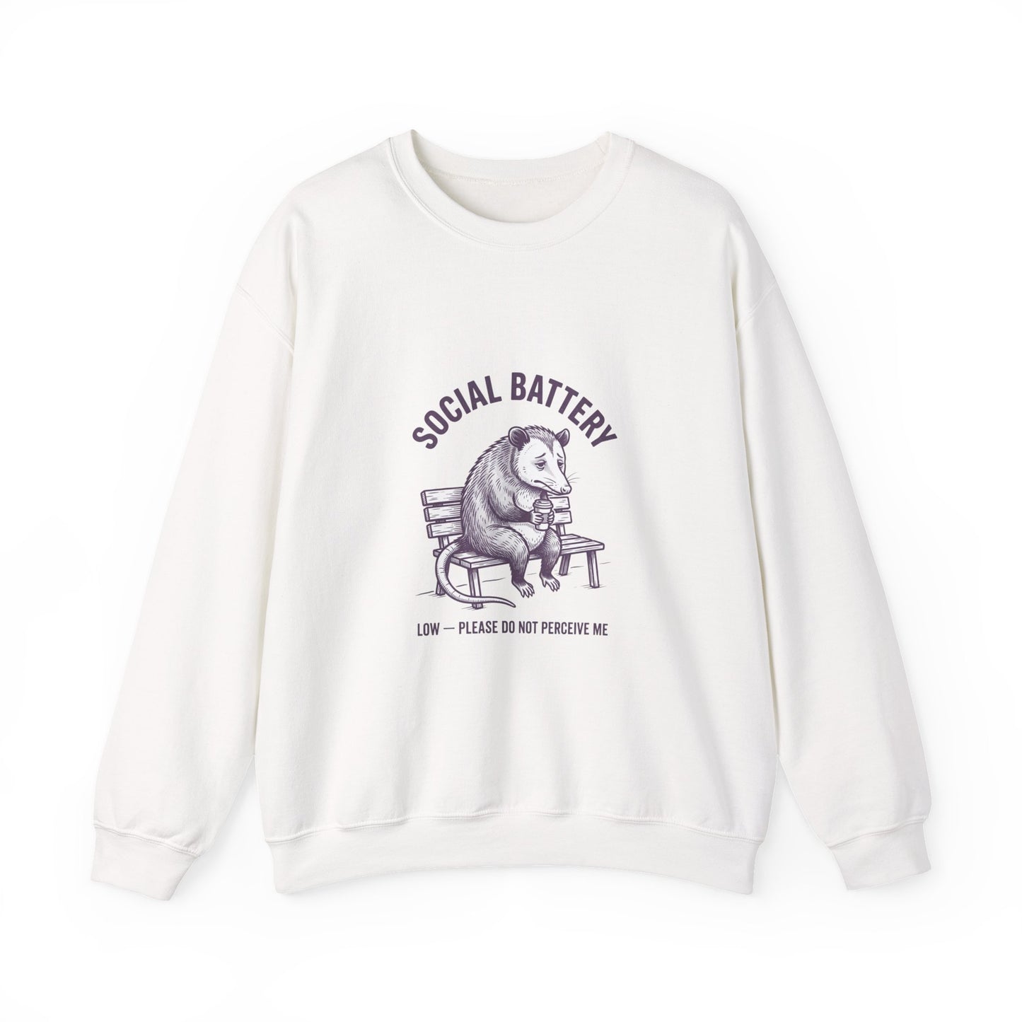 Social Battery Graphic Sweatshirt | Anxious Animal Humor, Introvert Crewneck