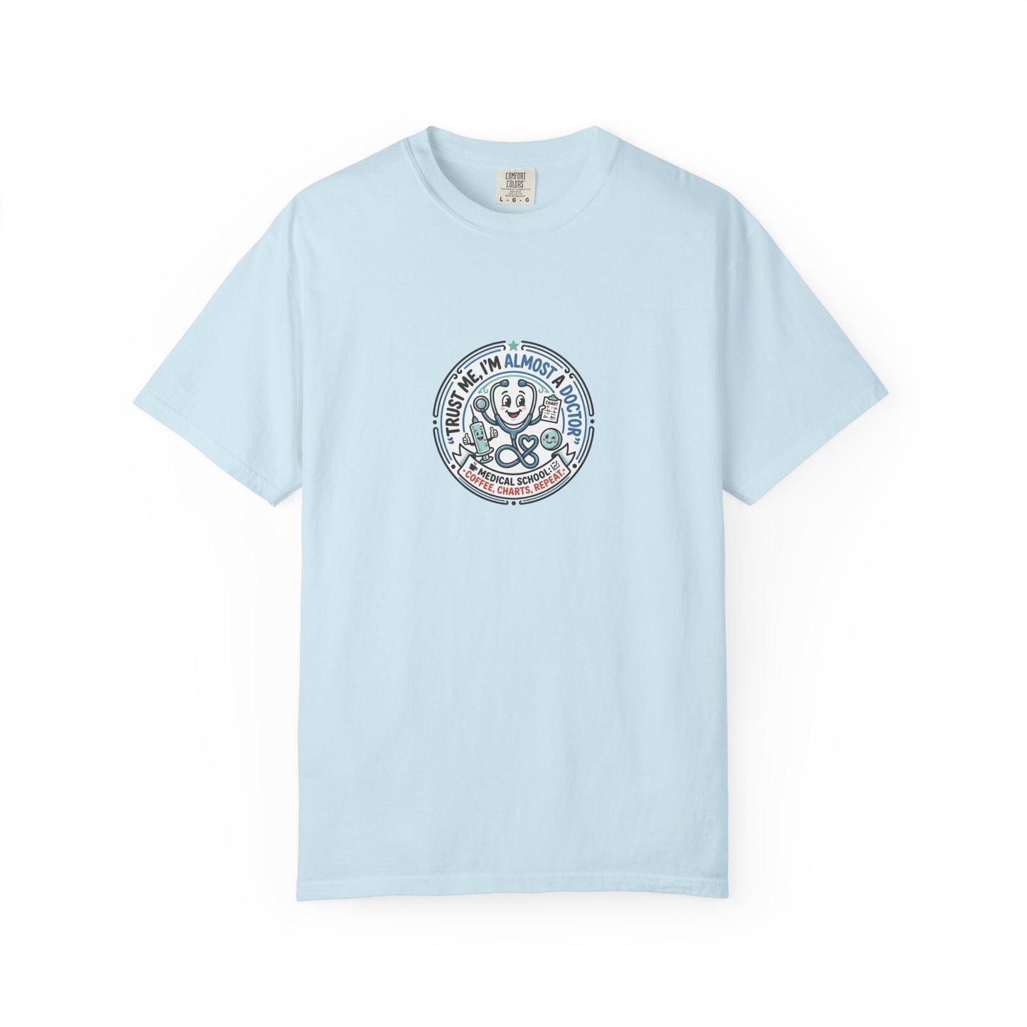 Retro Smiley Surf Badge T-Shirt - 'Sorry I'm Almost There' Graphic