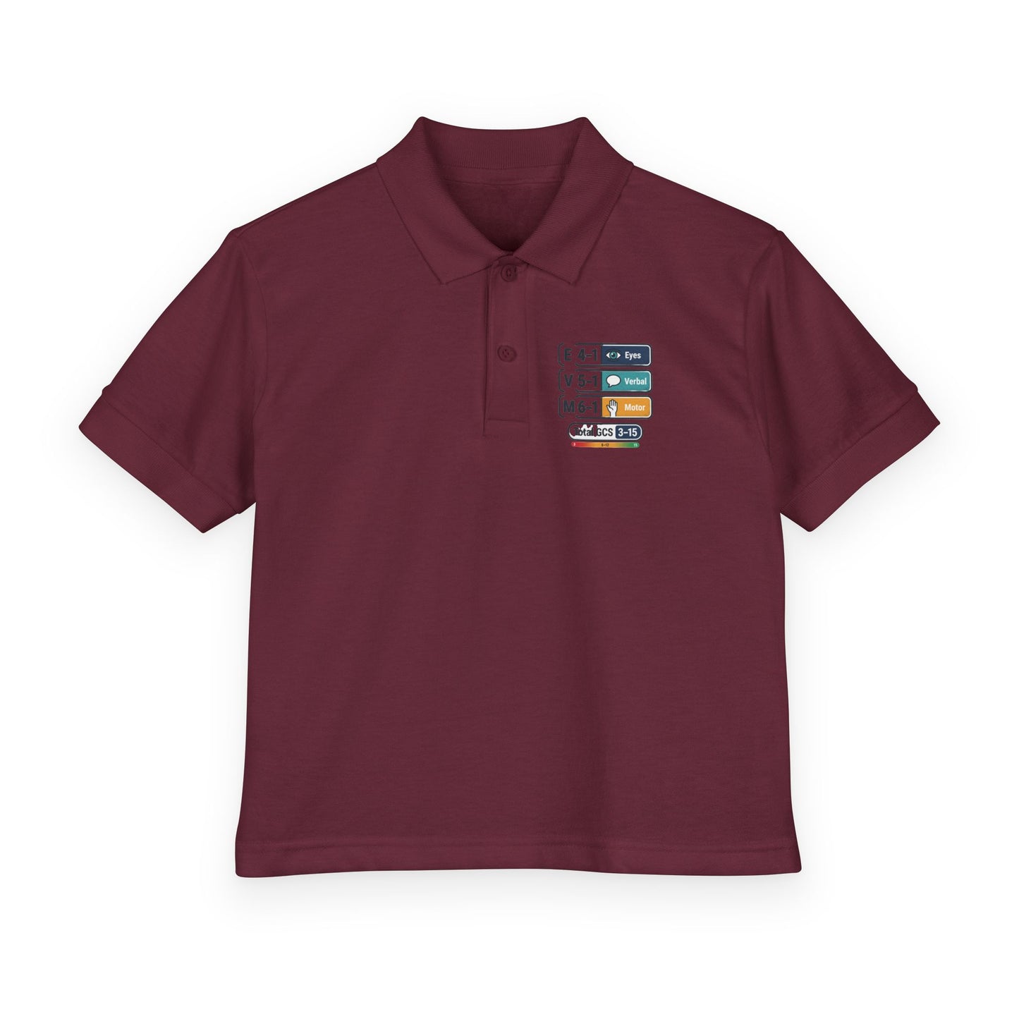 Kids Polo Shirt with Colorful Camping Icons — Outdoor Adventure Badge Design