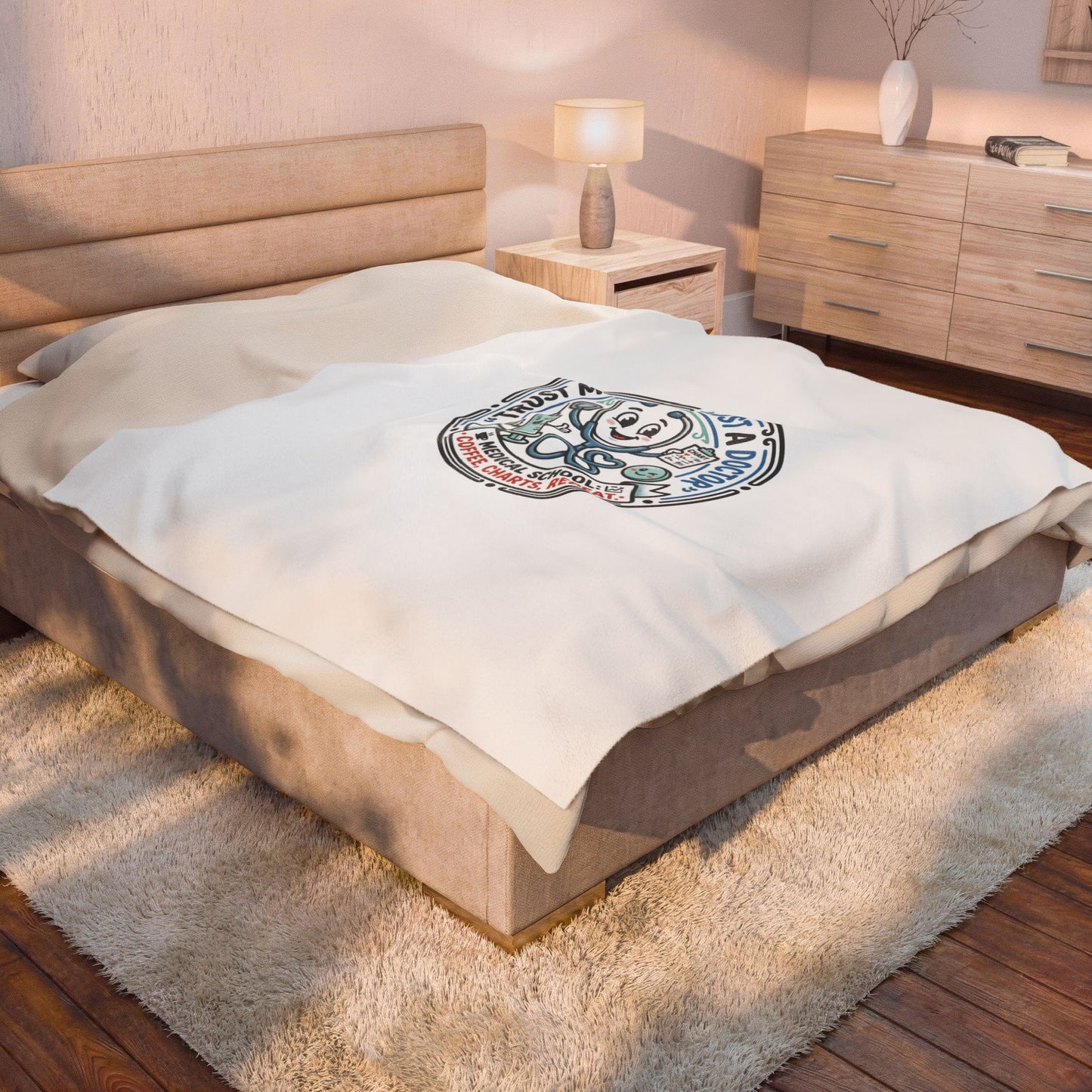 Medical Student Velveteen Plush Blanket — "Trust Me, I'm Almost a Doctor" Cozy Throw