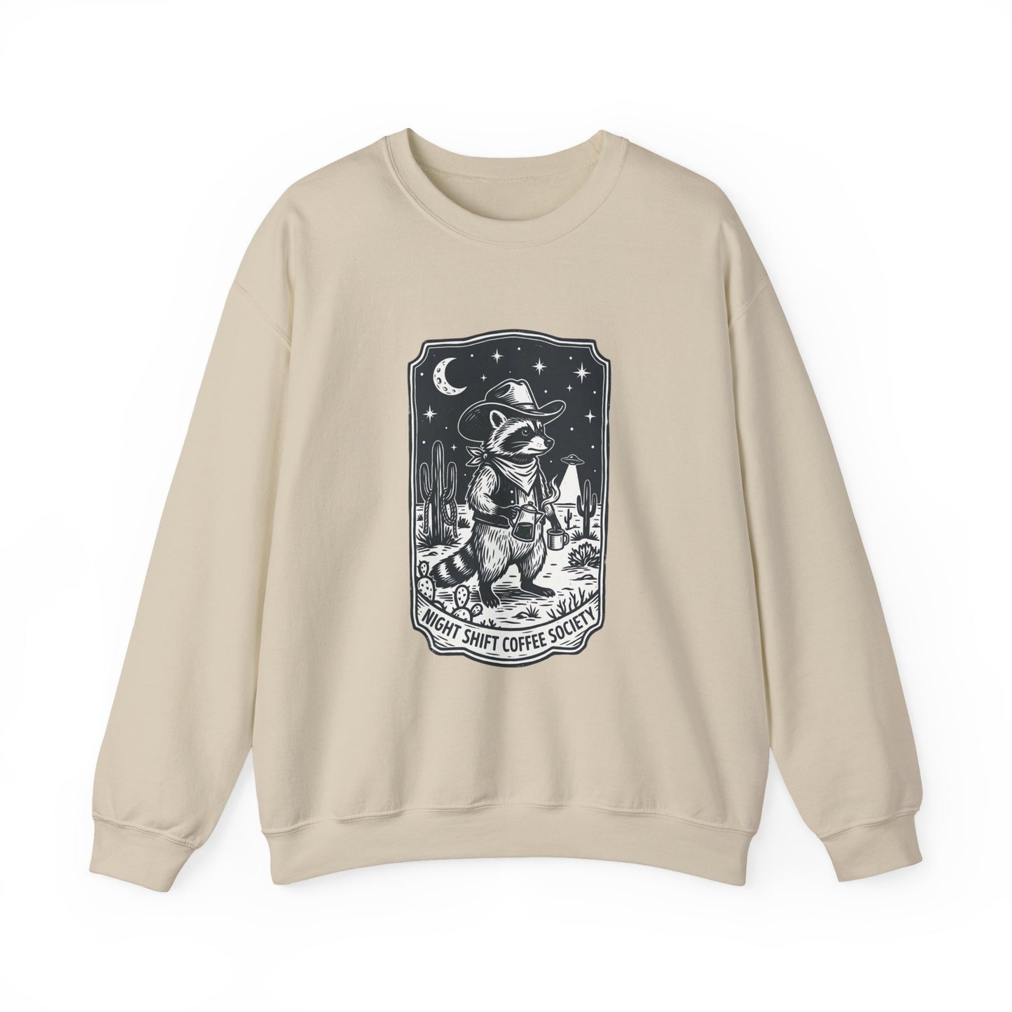 Alien Cowboy Crewneck Sweatshirt | Retro UFO Desert Graphic, Vintage Western Sci‑Fi