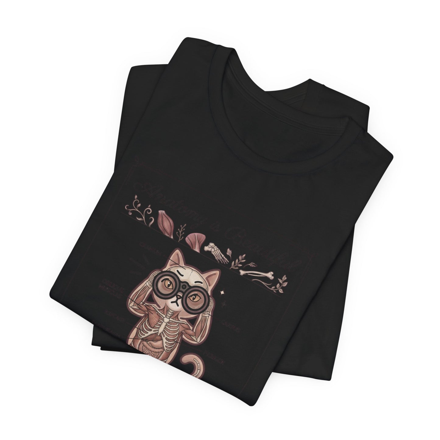 Anatomy Is Beautiful Cat Diagram Tee | Cat-Centric Novelty, Doodle Illustration