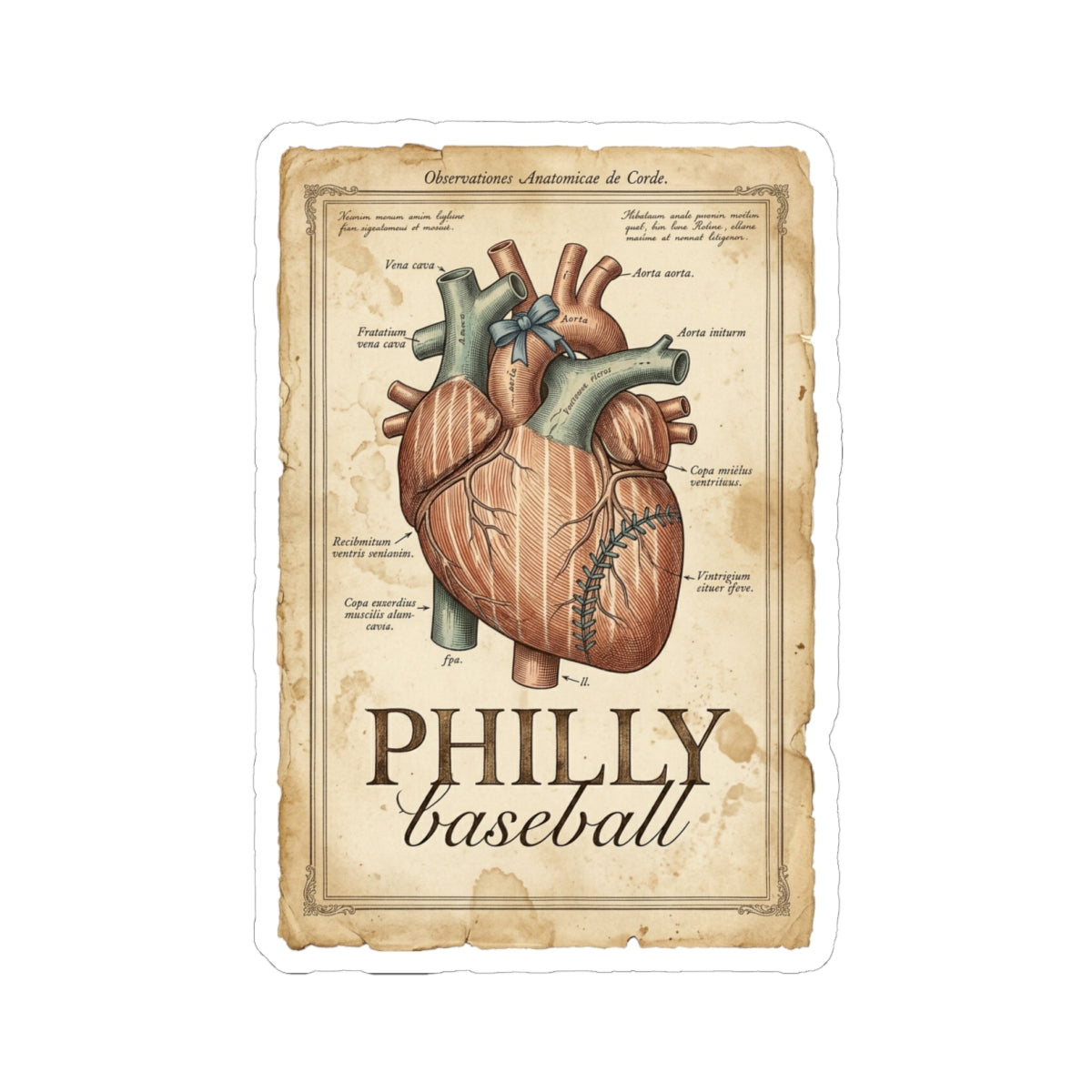 Philly Baseball Anatomical Heart Sticker | City Pride, Sports Fan Decal