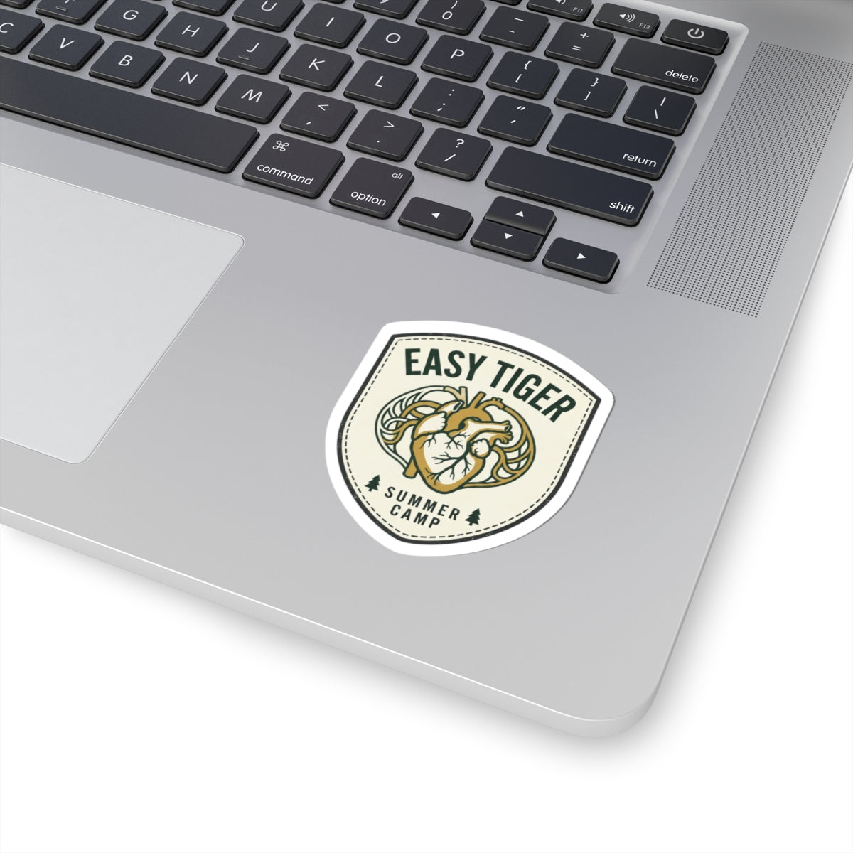 Easy Tiger Retro Badge Sticker | vintage summer camp, playful animal decal